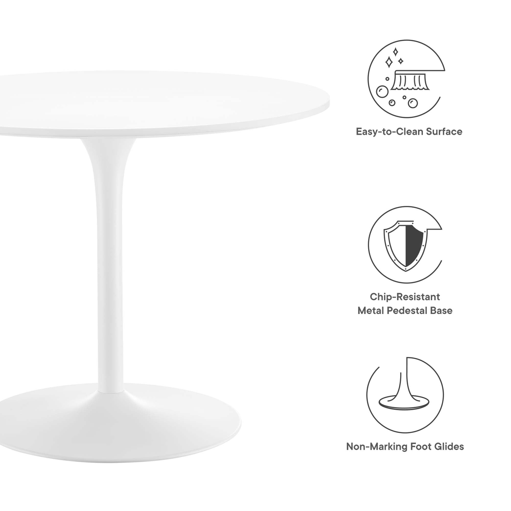Pursuit 40" Dining Table, White White