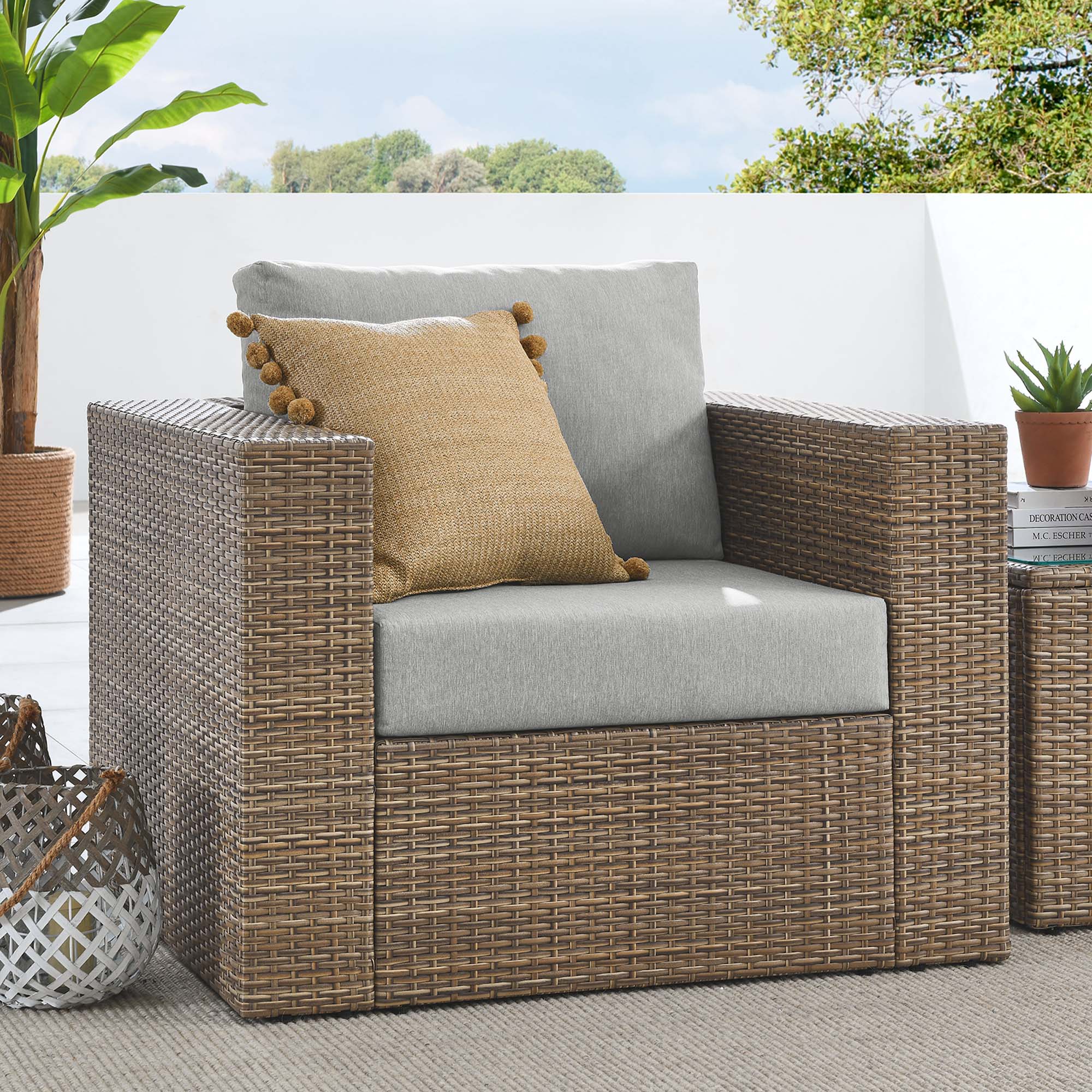 Convene Outdoor Patio Armchair, Cappuccino Gray
