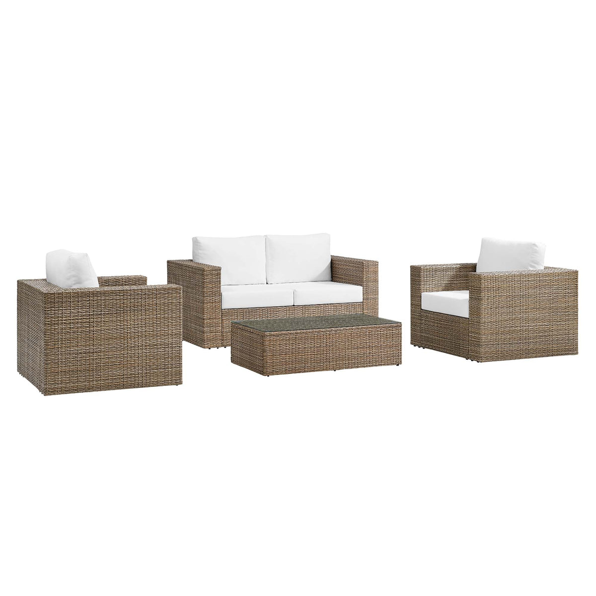 Convene 4-Piece Outdoor Patio Furniture Set, Cappuccino White