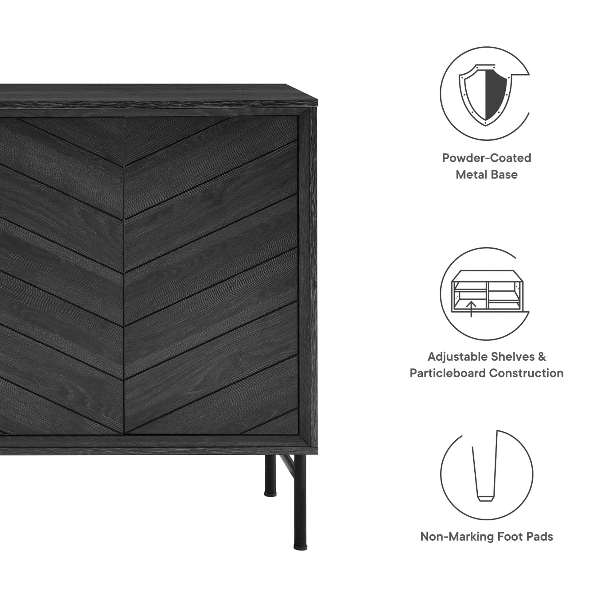 Harper Chevron Sideboard, Black