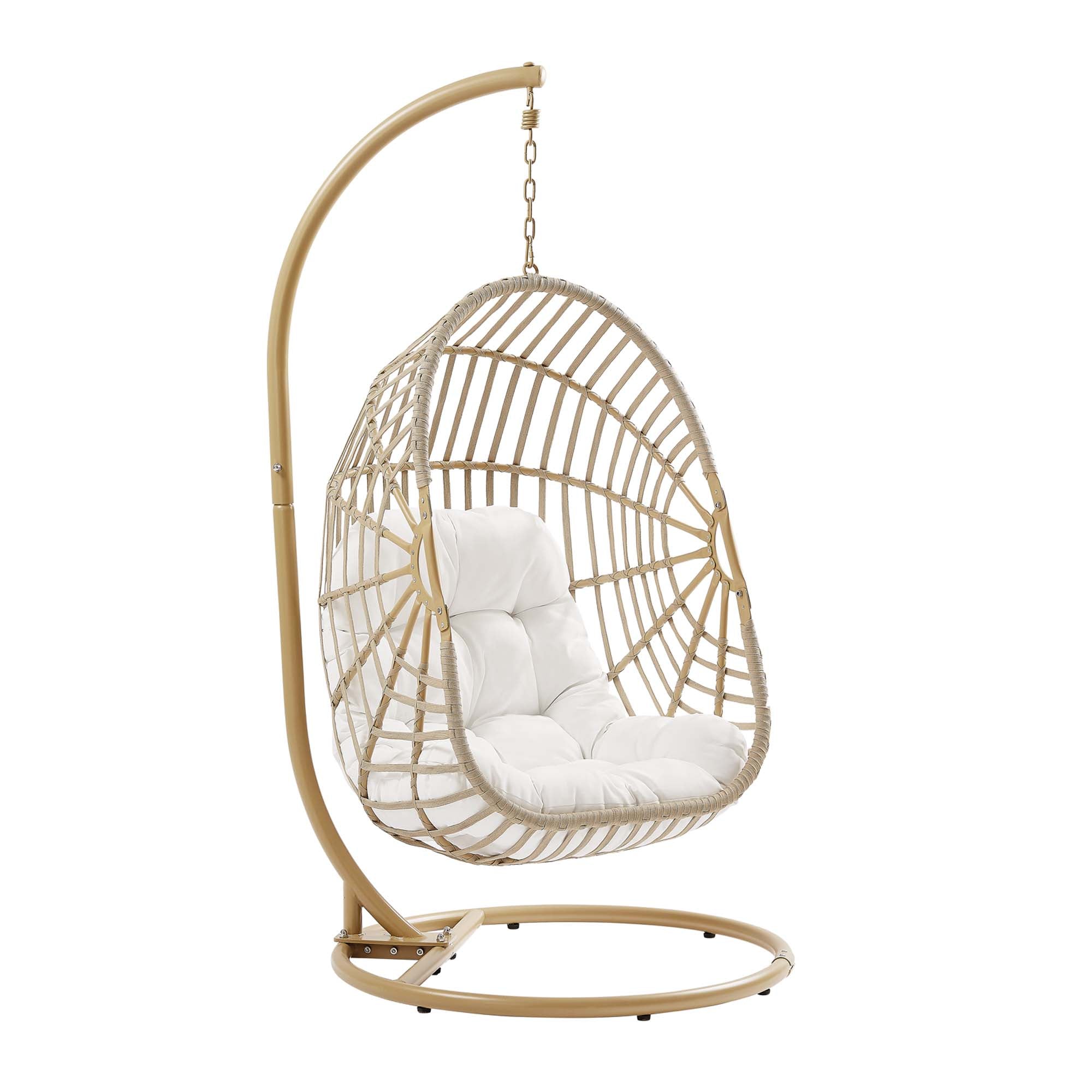 Amalie Wicker Rattan Outdoor Patio Rattan Swing Chair, Natural White
