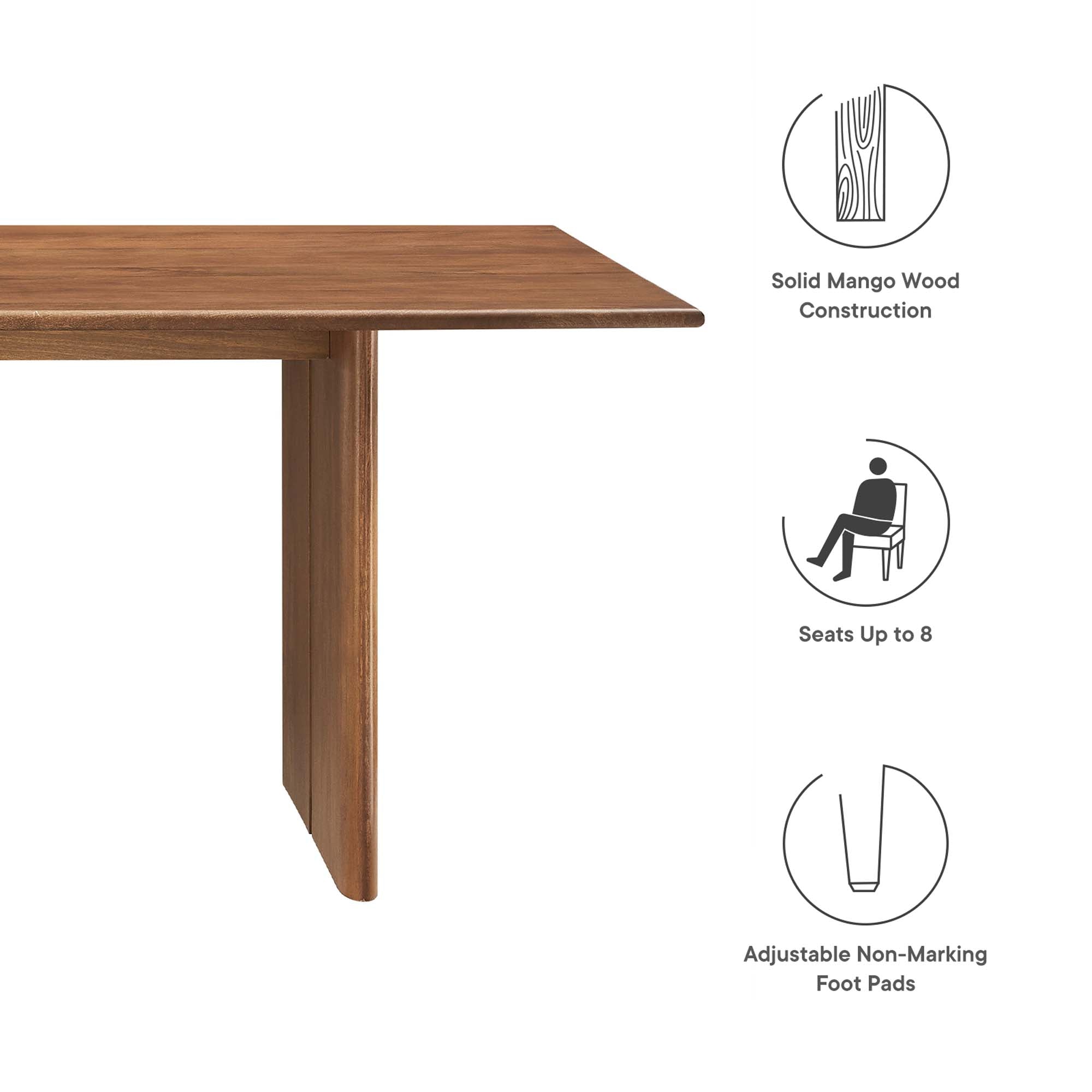 Amistad 86" Wood Dining Table, Walnut