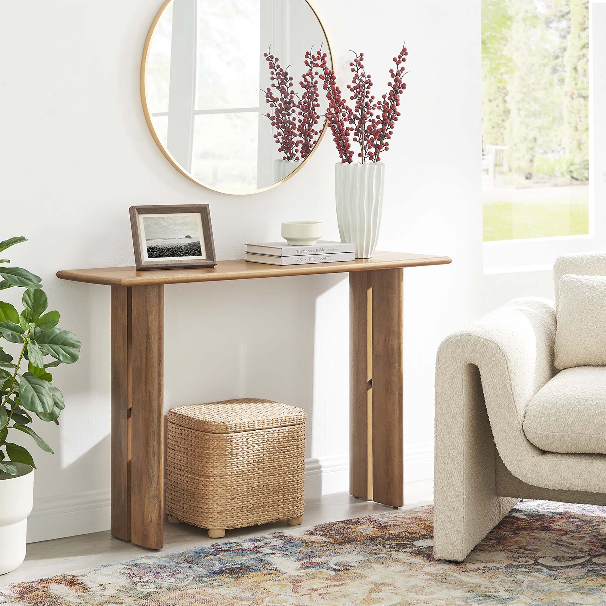 Amistad Wood Console Table, Walnut