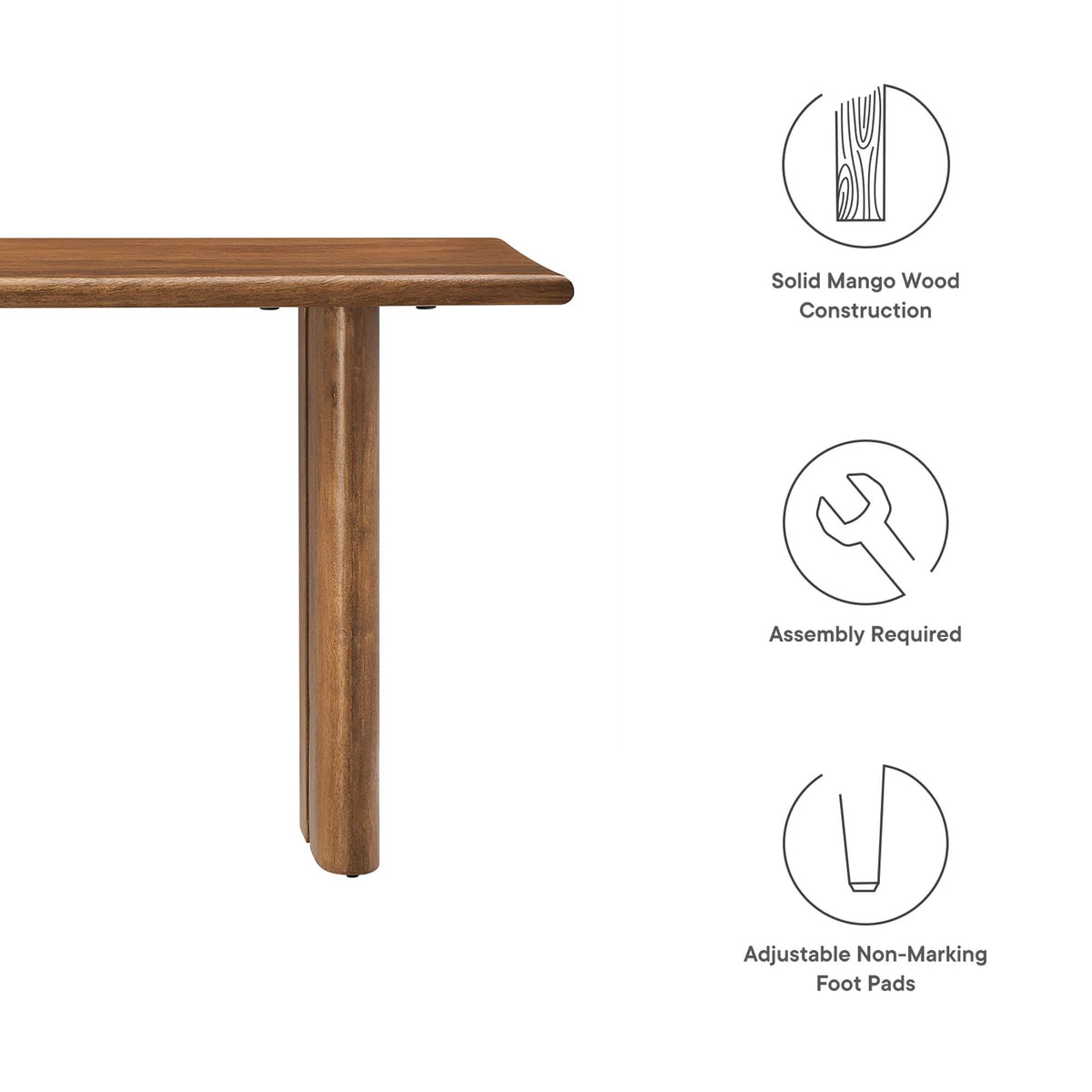 Amistad 46" Wood Bench, Walnut