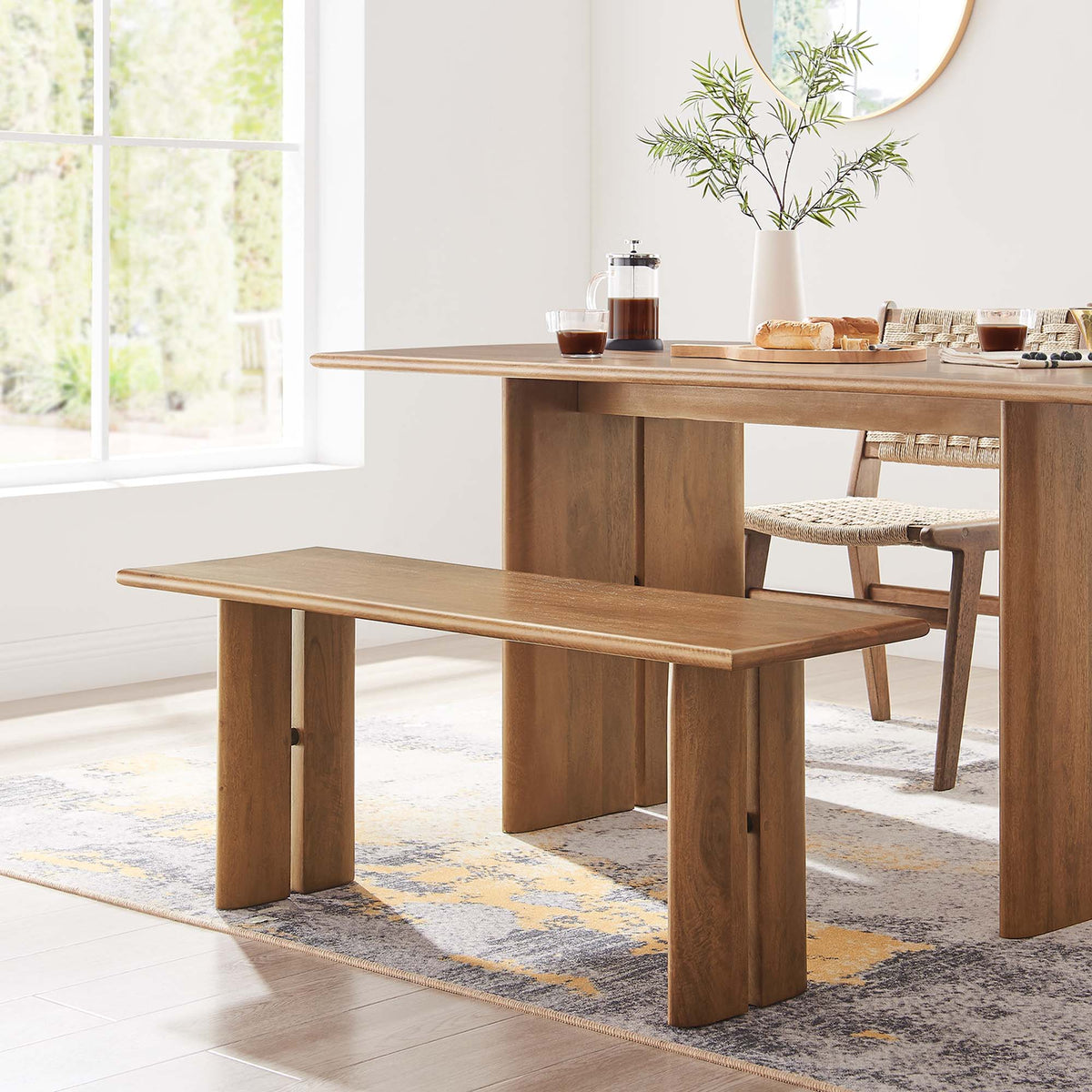 Amistad 46" Wood Bench, Walnut