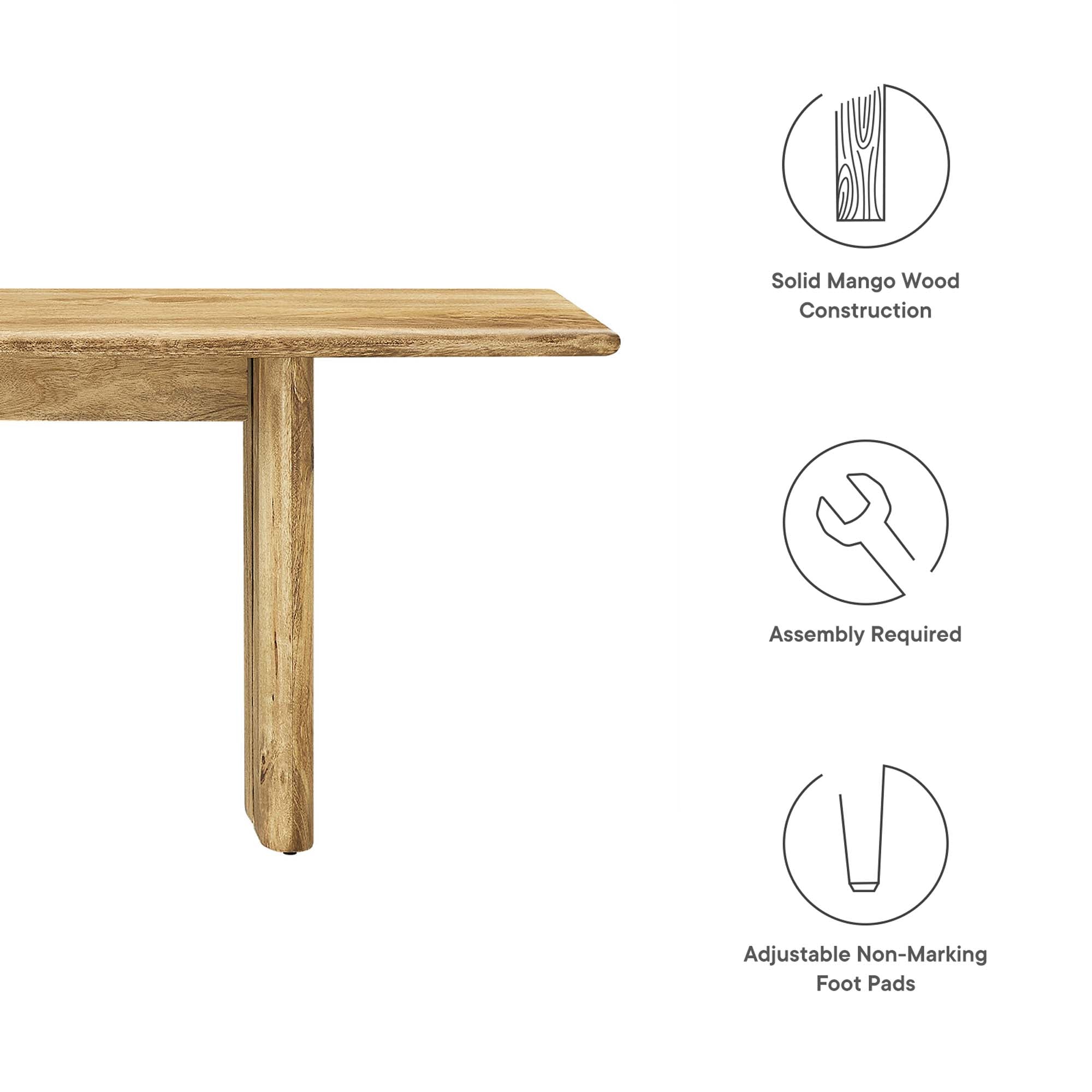 Amistad 72" Wood Bench, Oak