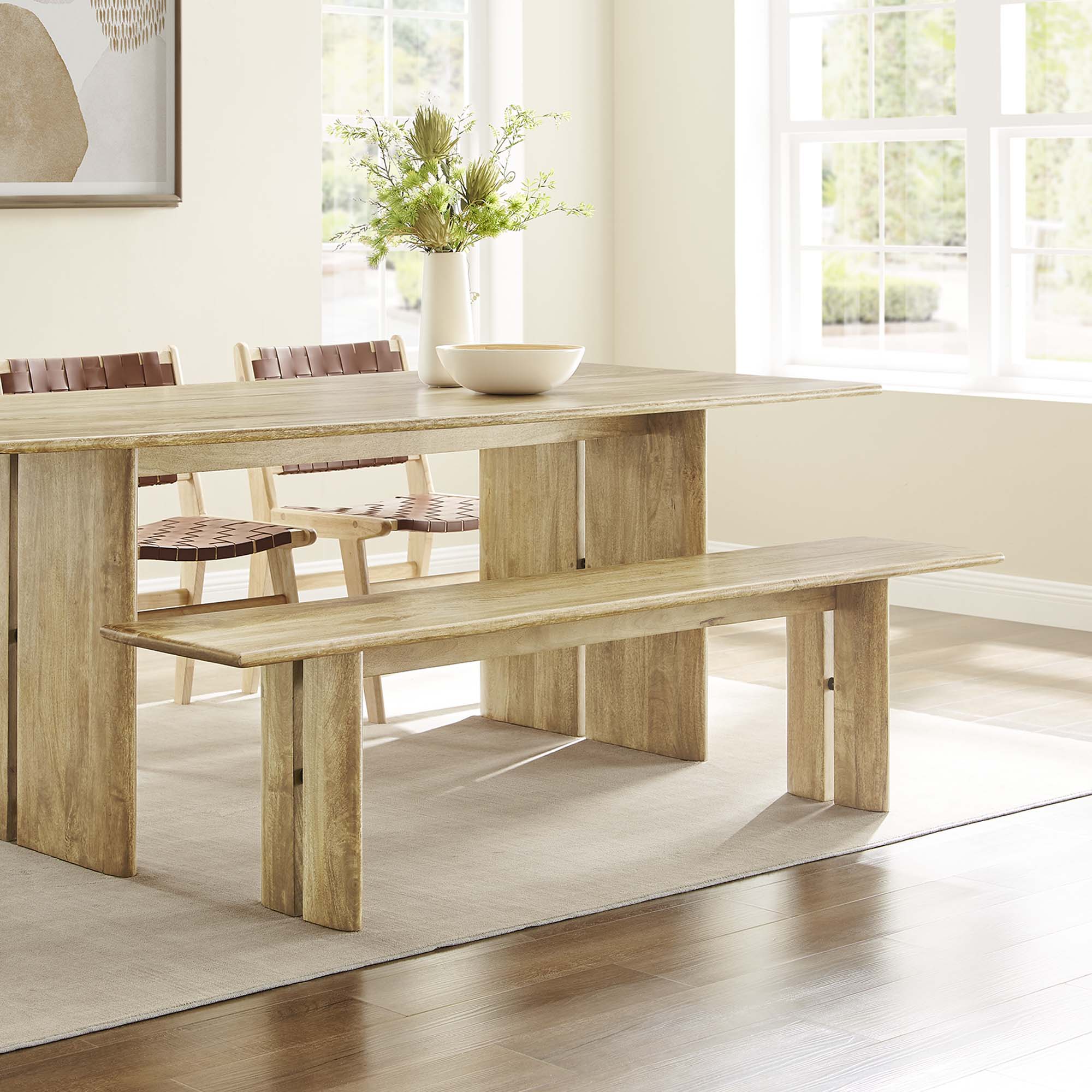 Amistad 72" Wood Bench, Oak