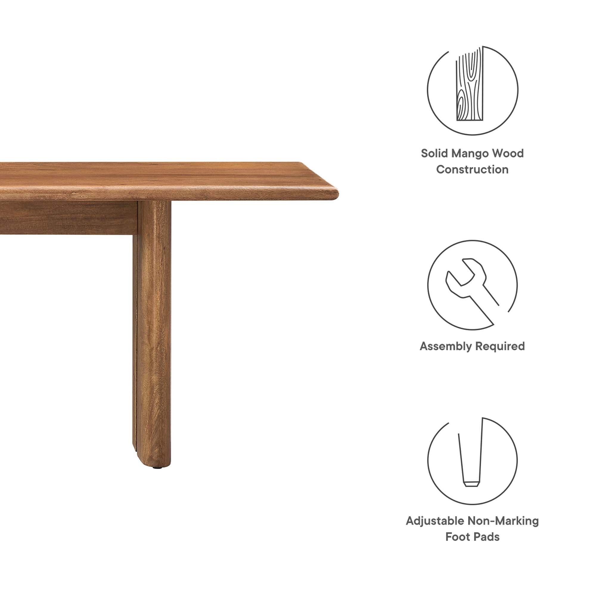Amistad 72" Wood Bench, Walnut