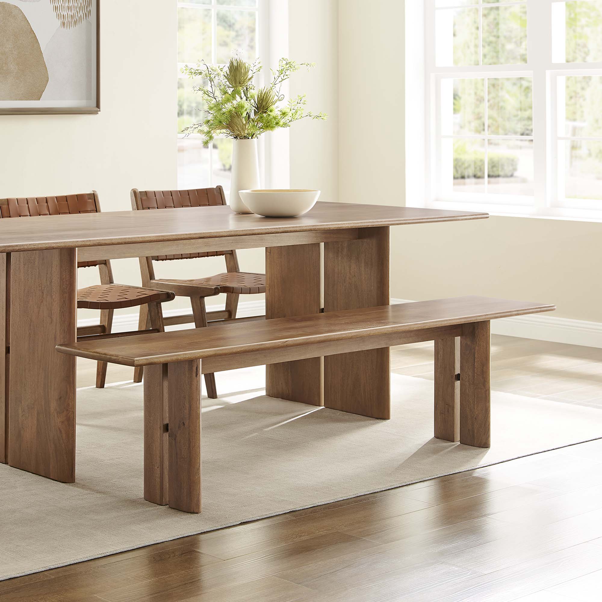 Amistad 72" Wood Bench, Walnut