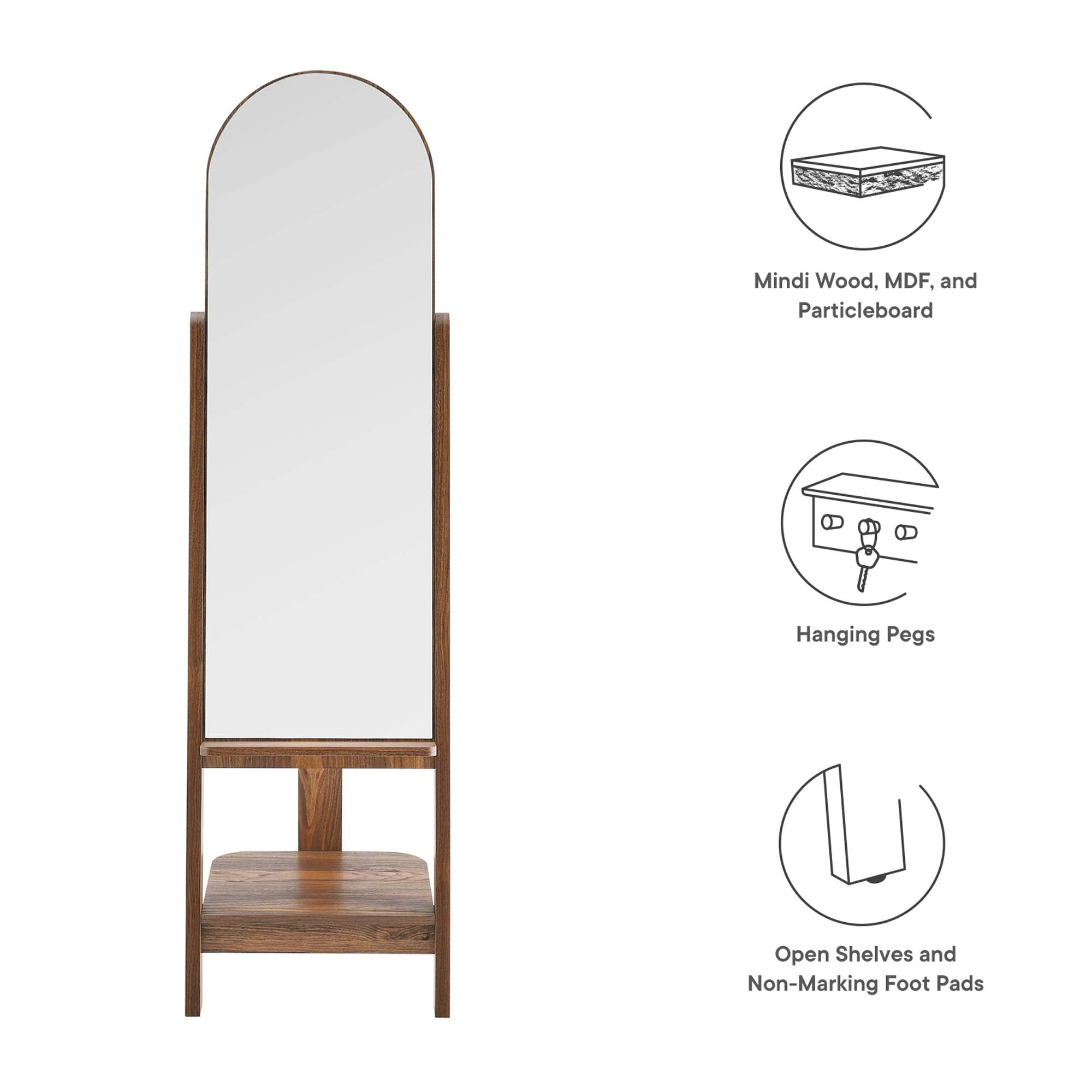 Ascend Standing Mirror, Walnut