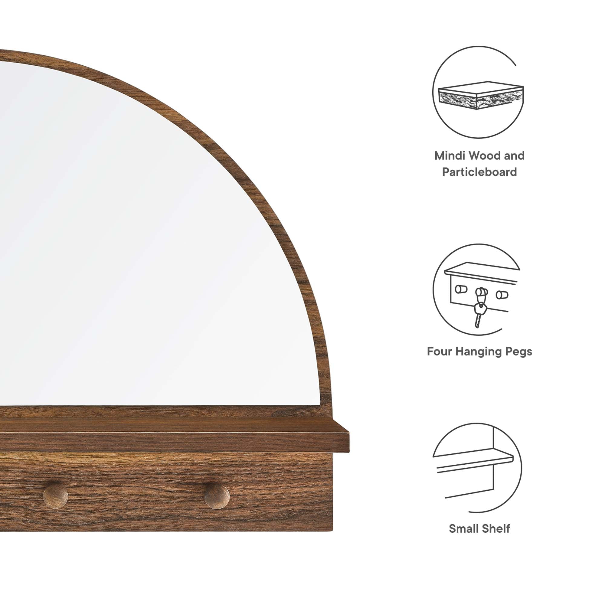 Moonbeam Arched Mirror, Walnut