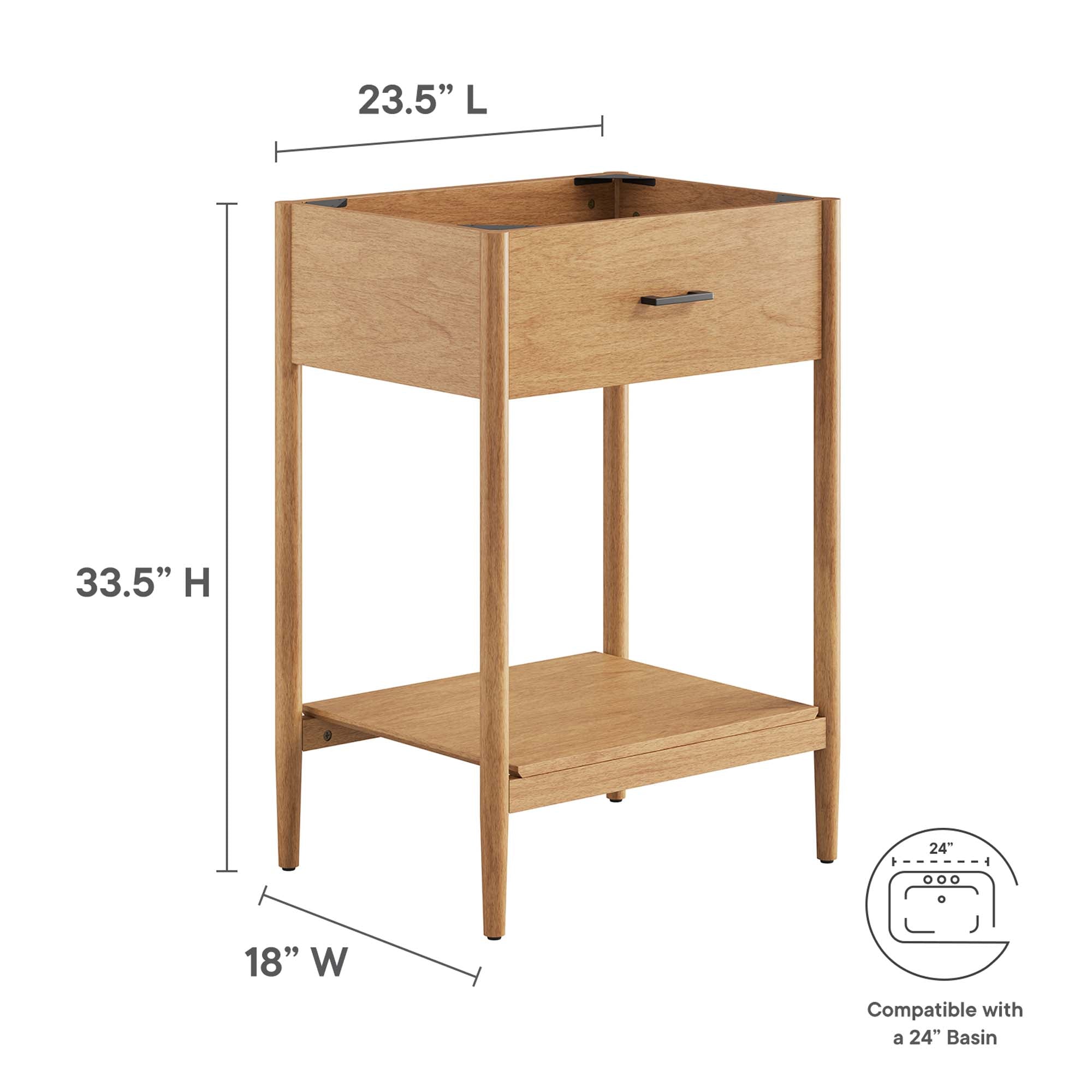 Zaire 24" Bathroom Vanity Cabinet (Sink Basin Not Included), Natural