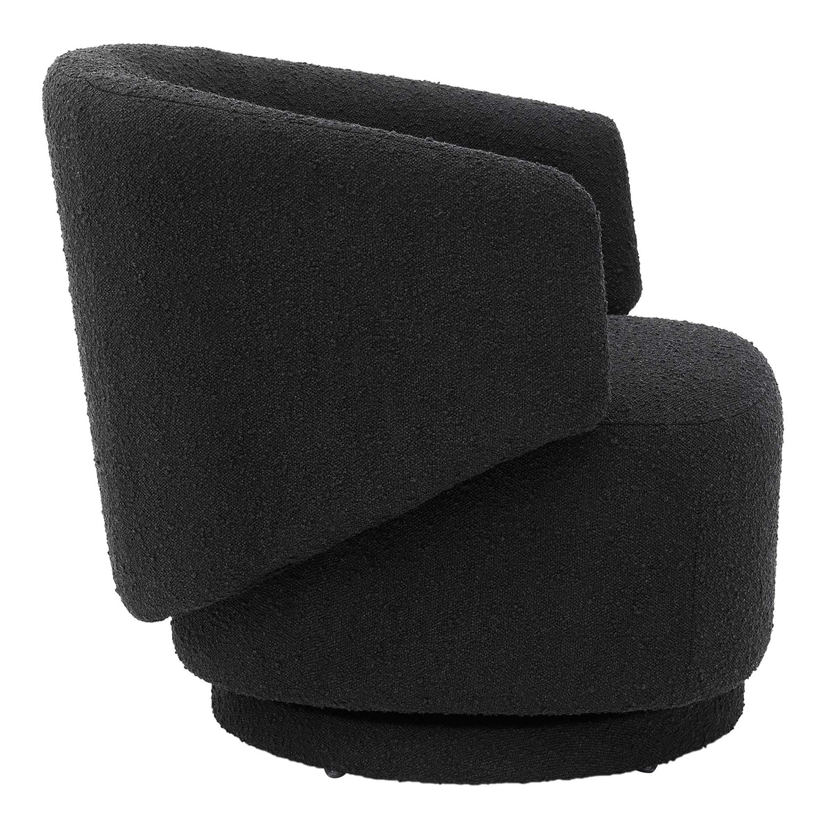Celestia Boucle Fabric Swivel Chair, Black