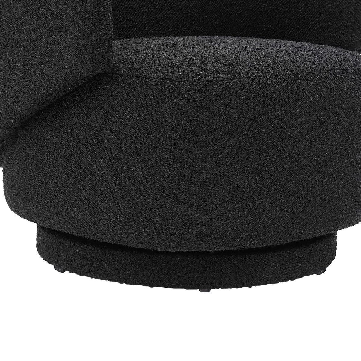 Celestia Boucle Fabric Swivel Chair, Black