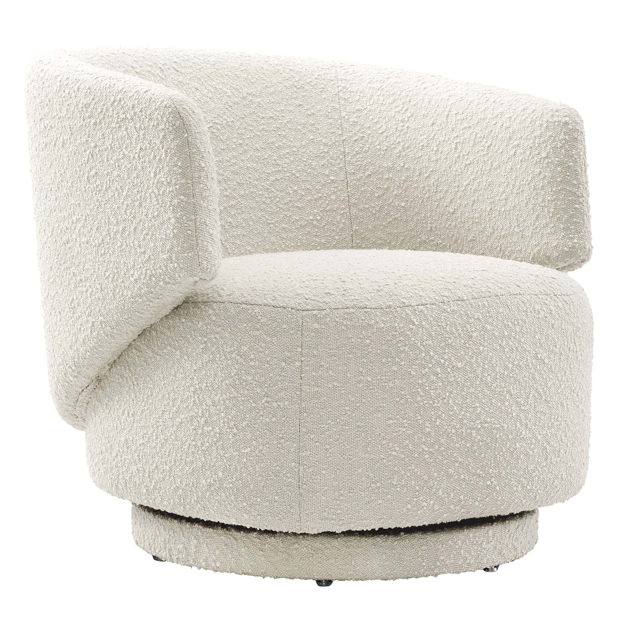 Celestia Boucle Fabric Swivel Chair, Ivory
