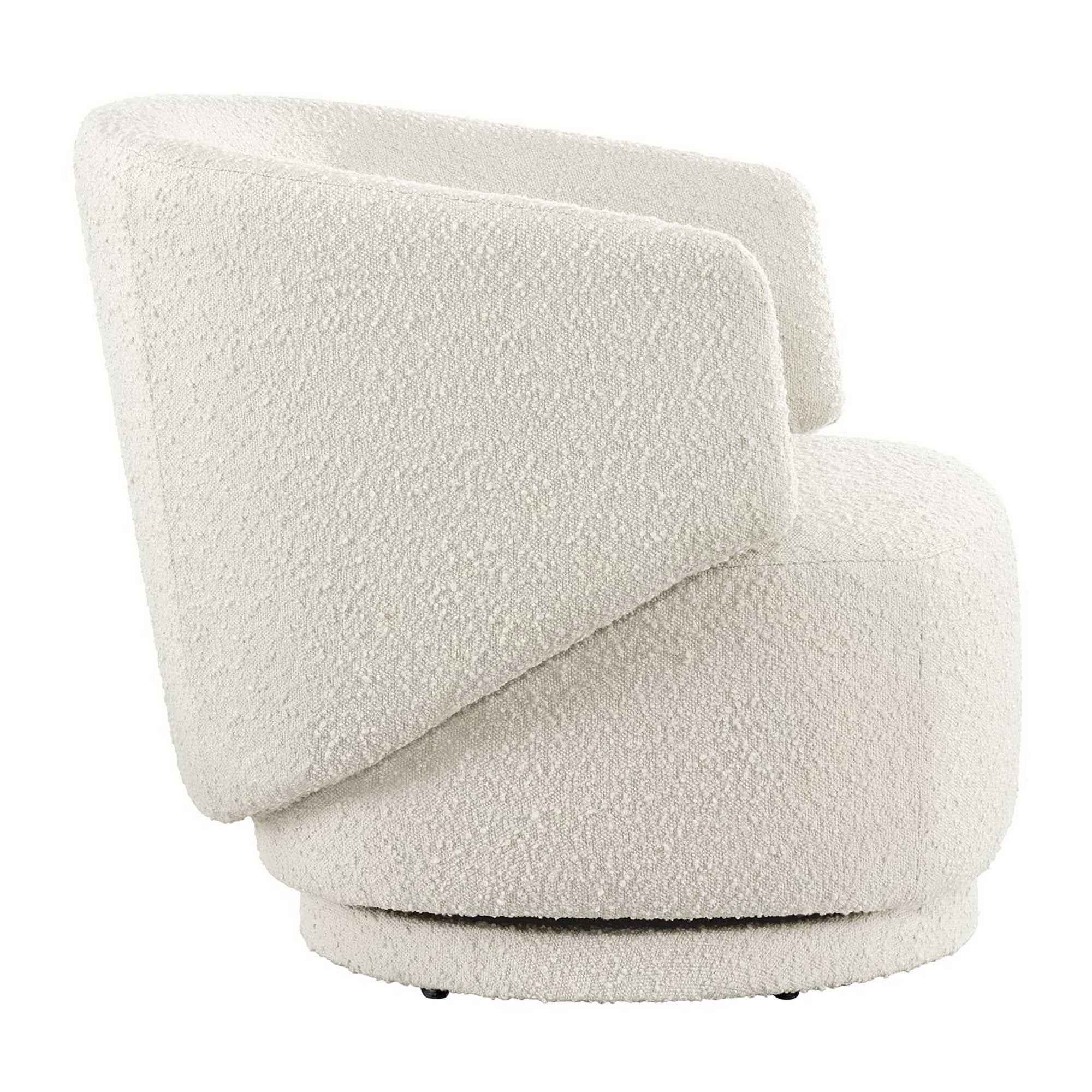 Celestia Boucle Fabric Swivel Chair, Ivory