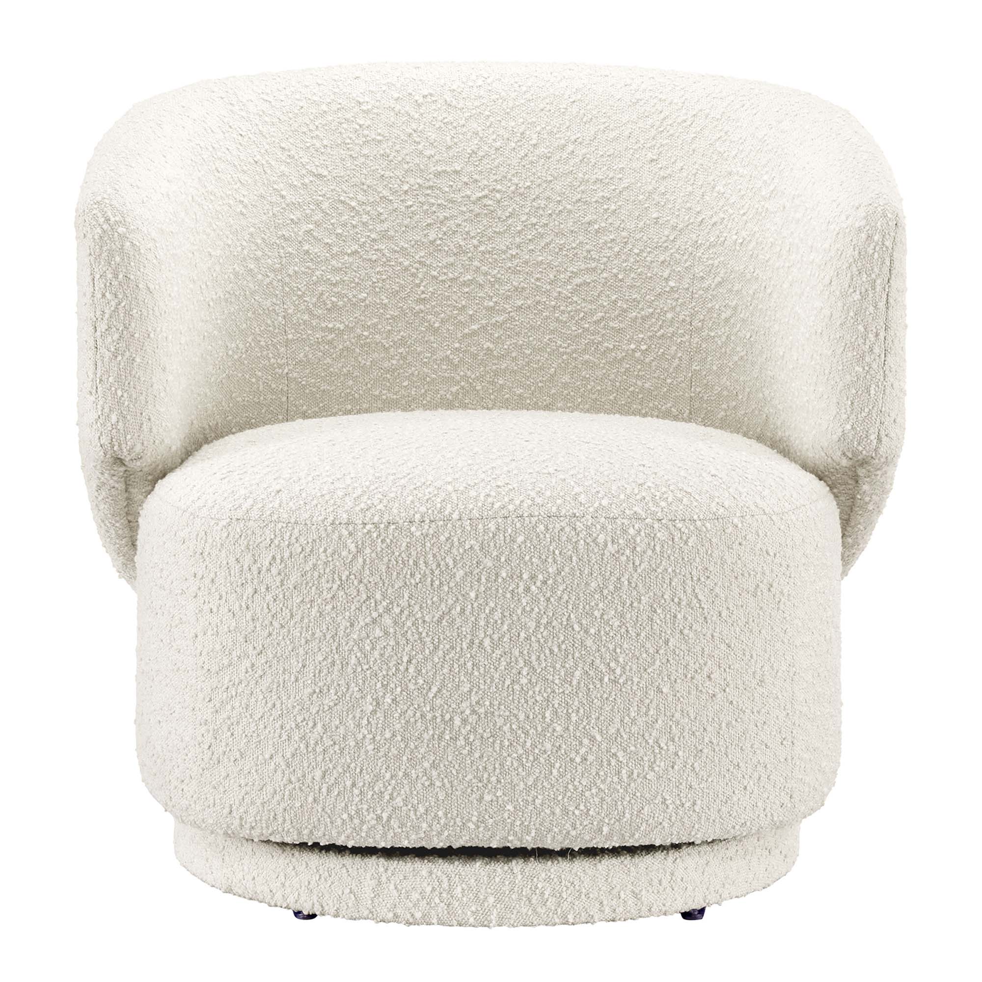 Celestia Boucle Fabric Swivel Chair, Ivory