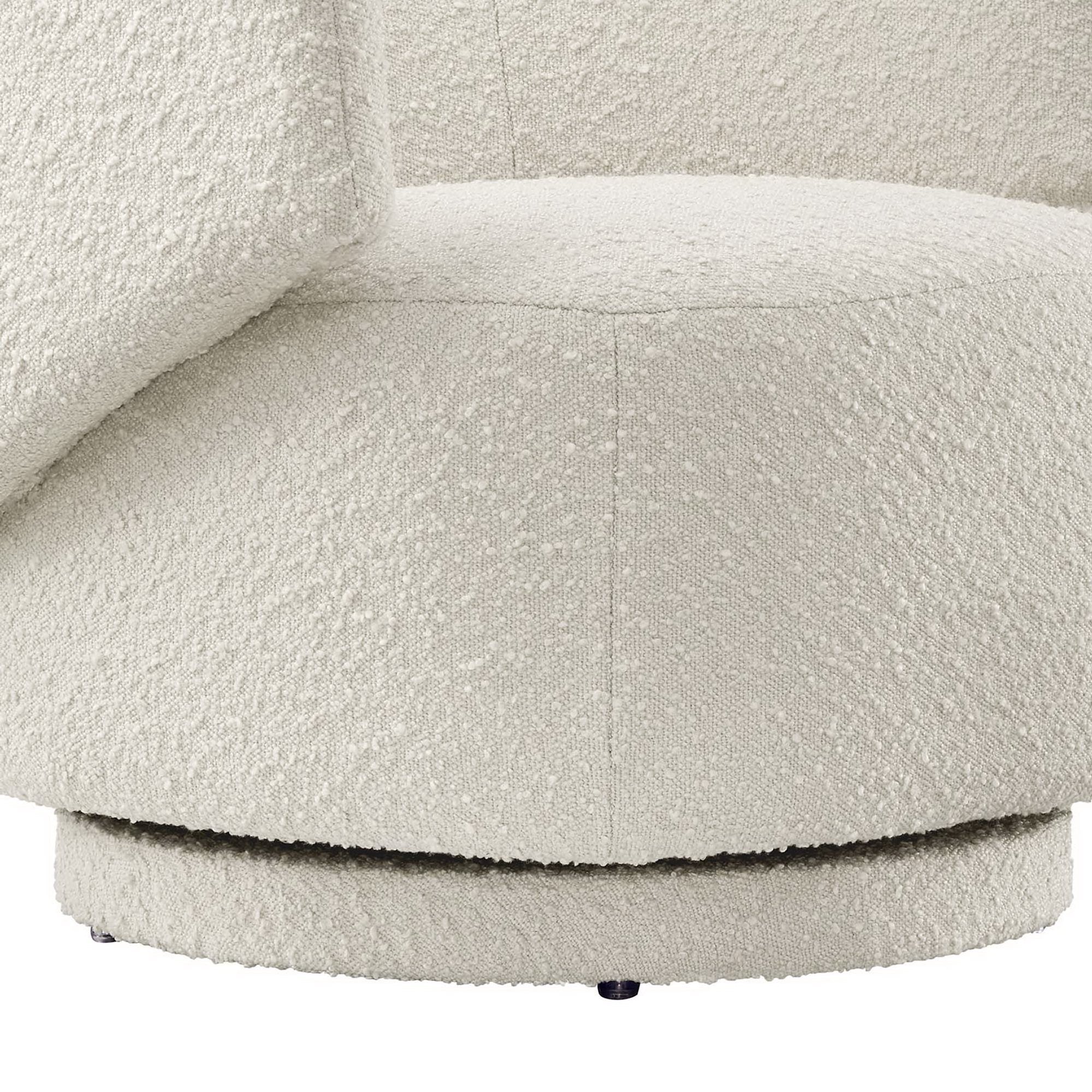 Celestia Boucle Fabric Swivel Chair, Ivory