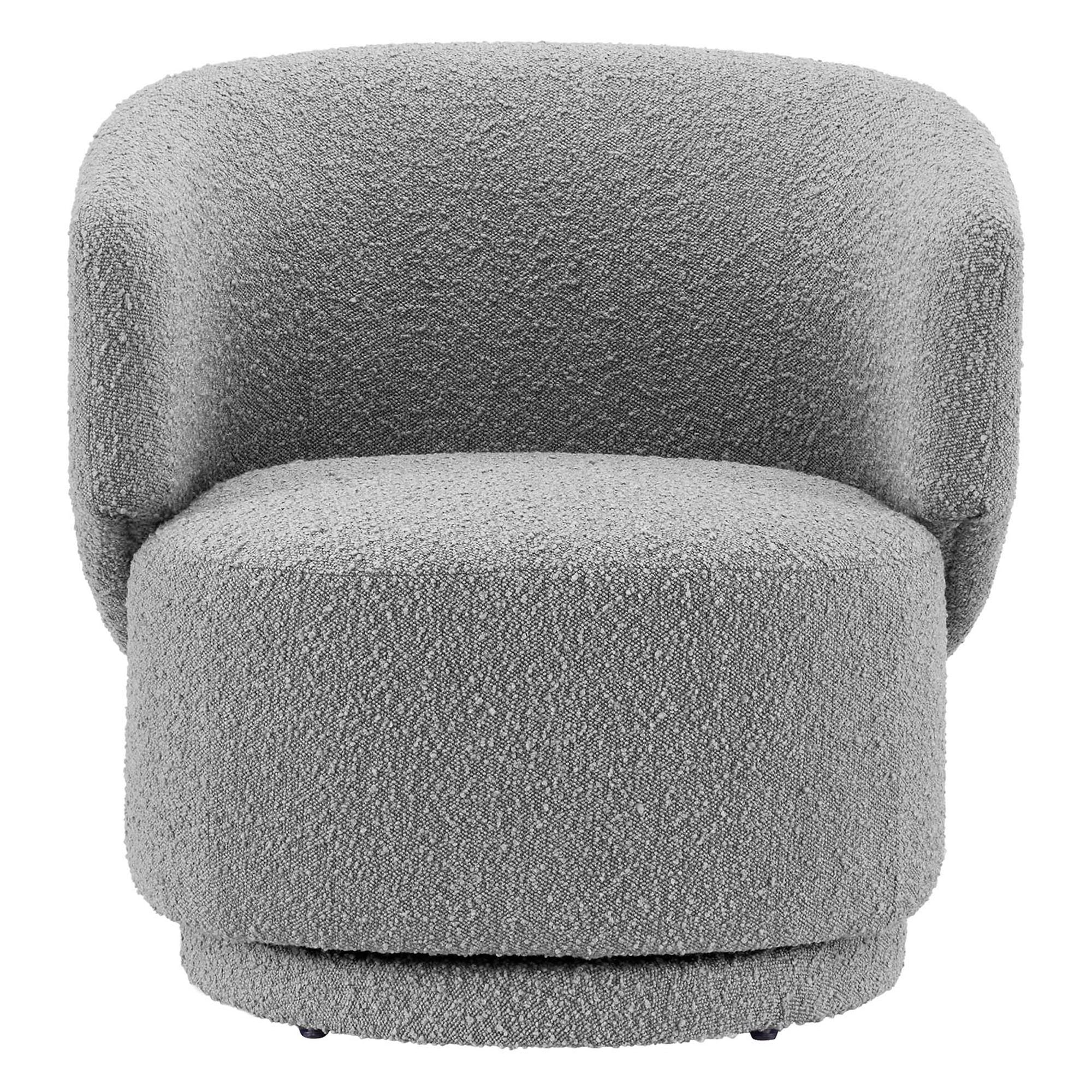 Celestia Boucle Fabric Swivel Chair, Light Gray