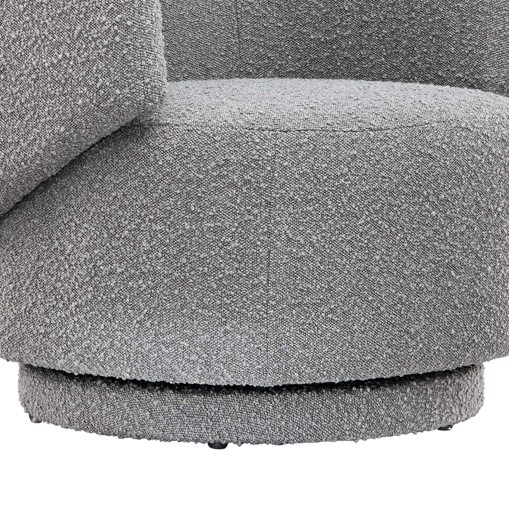 Celestia Boucle Fabric Swivel Chair, Light Gray