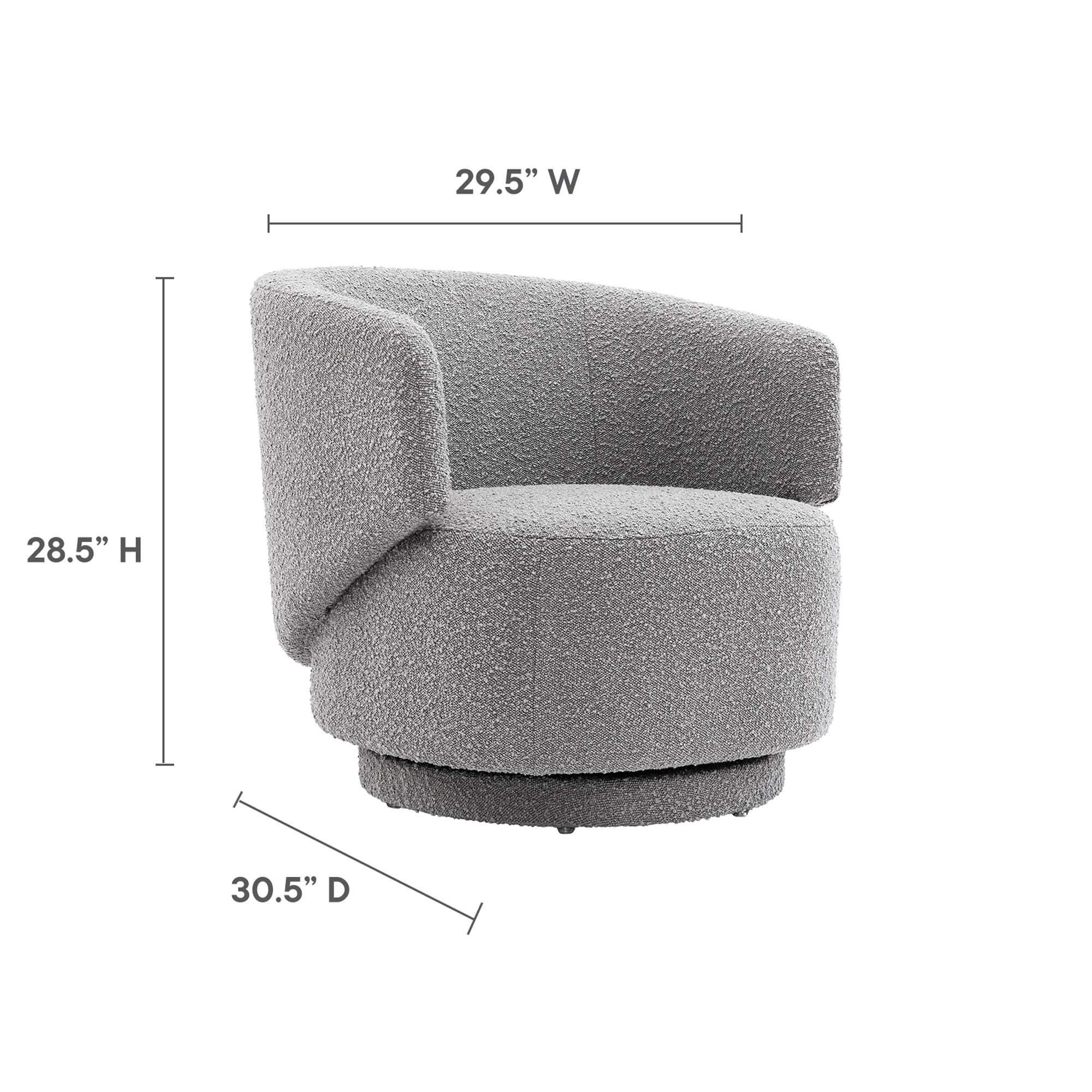 Celestia Boucle Fabric Swivel Chair, Light Gray