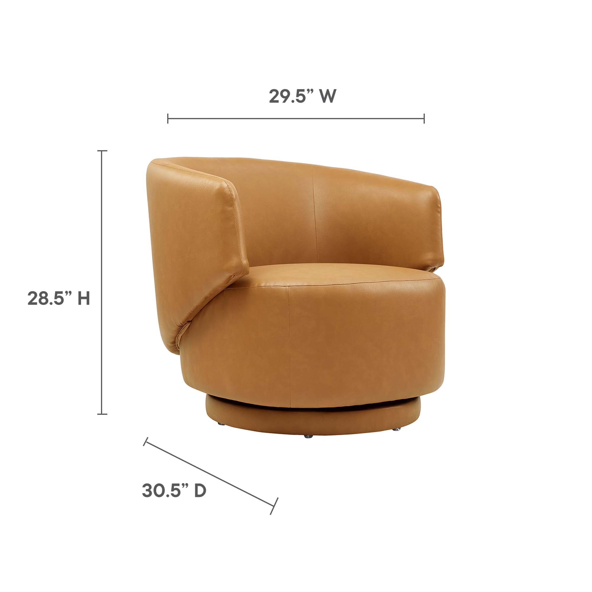Celestia Vegan Leather Fabric and Wood Swivel Chair, Tan