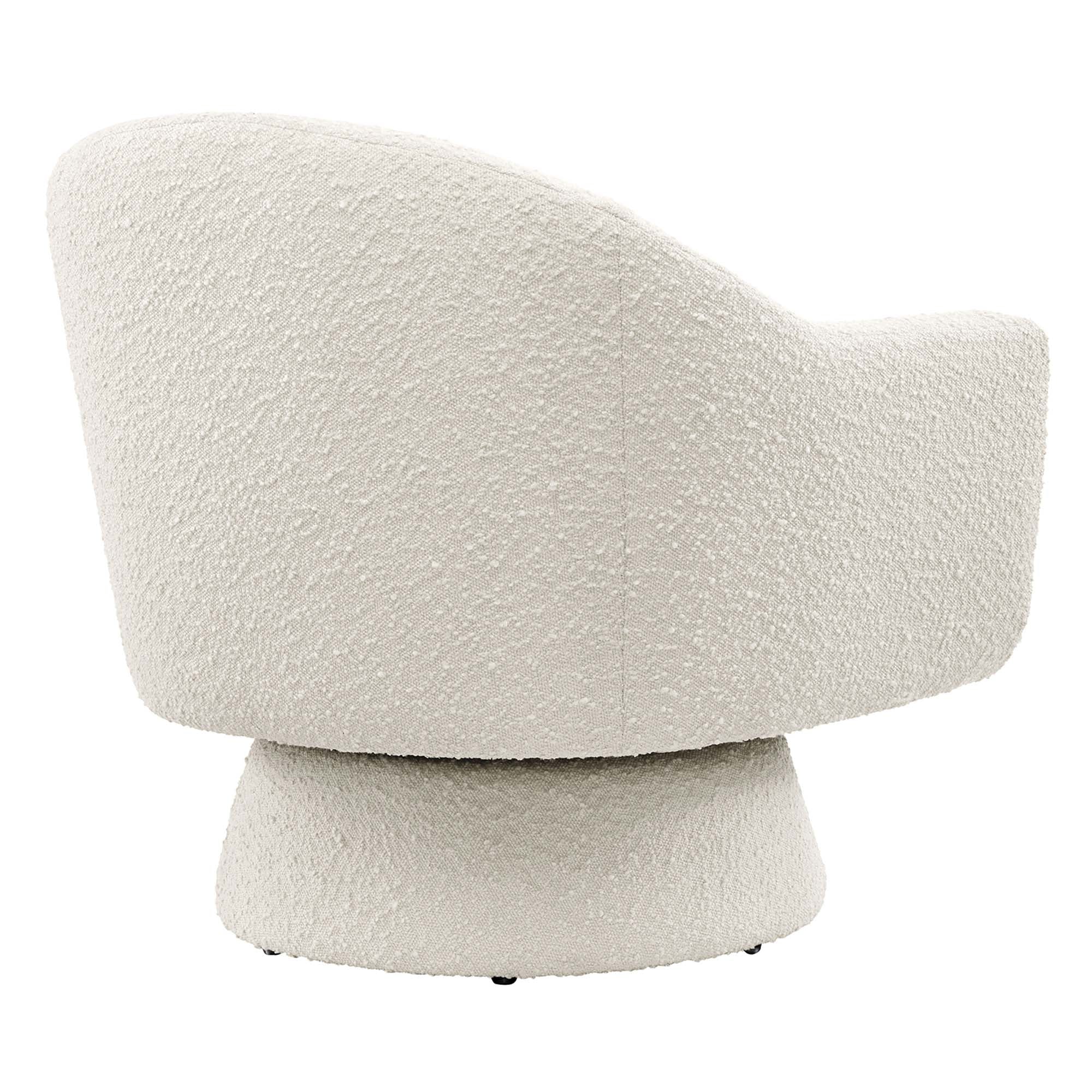 Astral Boucle Fabric Swivel Chair, Ivory