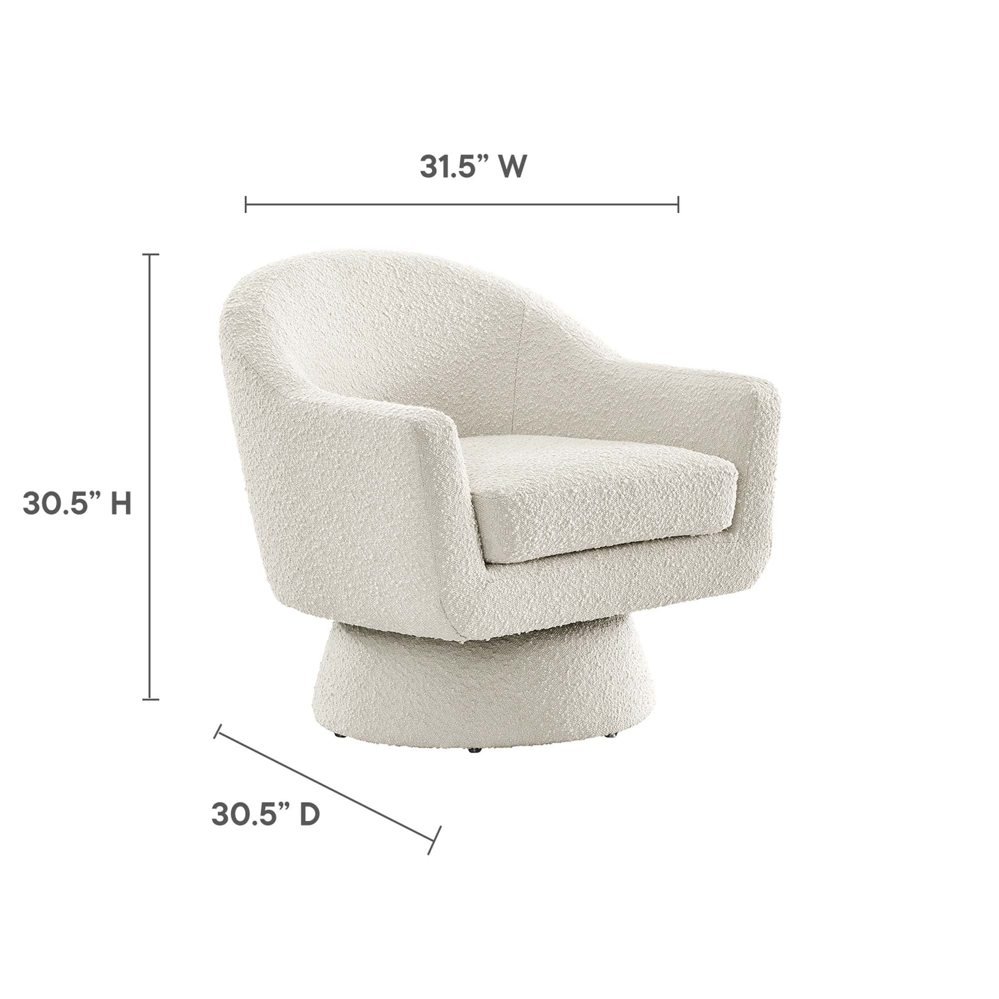 Astral Boucle Fabric Swivel Chair, Ivory