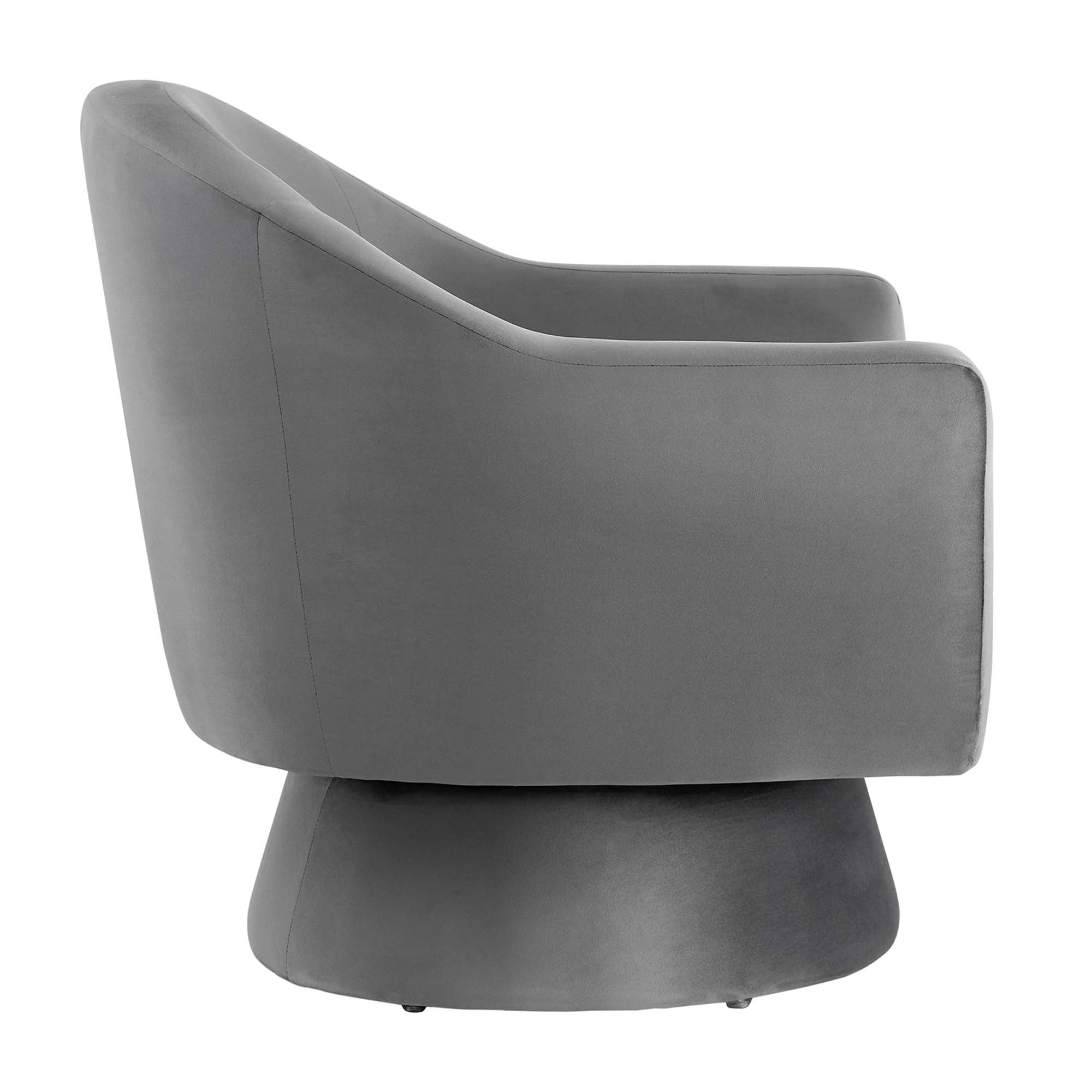 Astral Performance Velvet Fabric and Wood Swivel Chair, Gray
