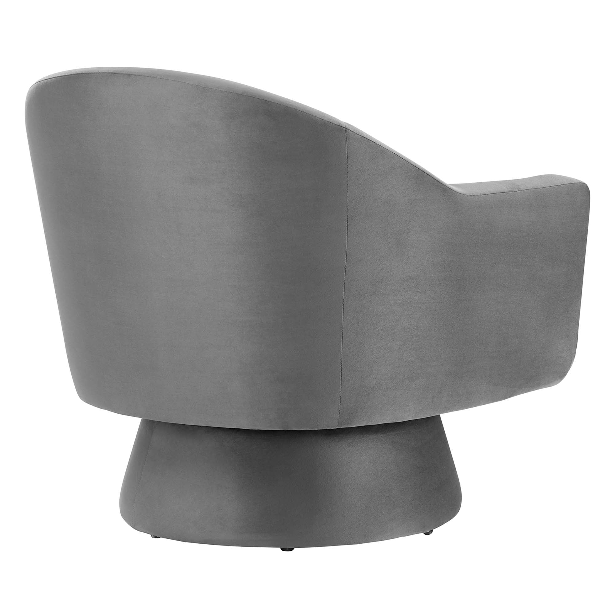 Astral Performance Velvet Fabric and Wood Swivel Chair, Gray