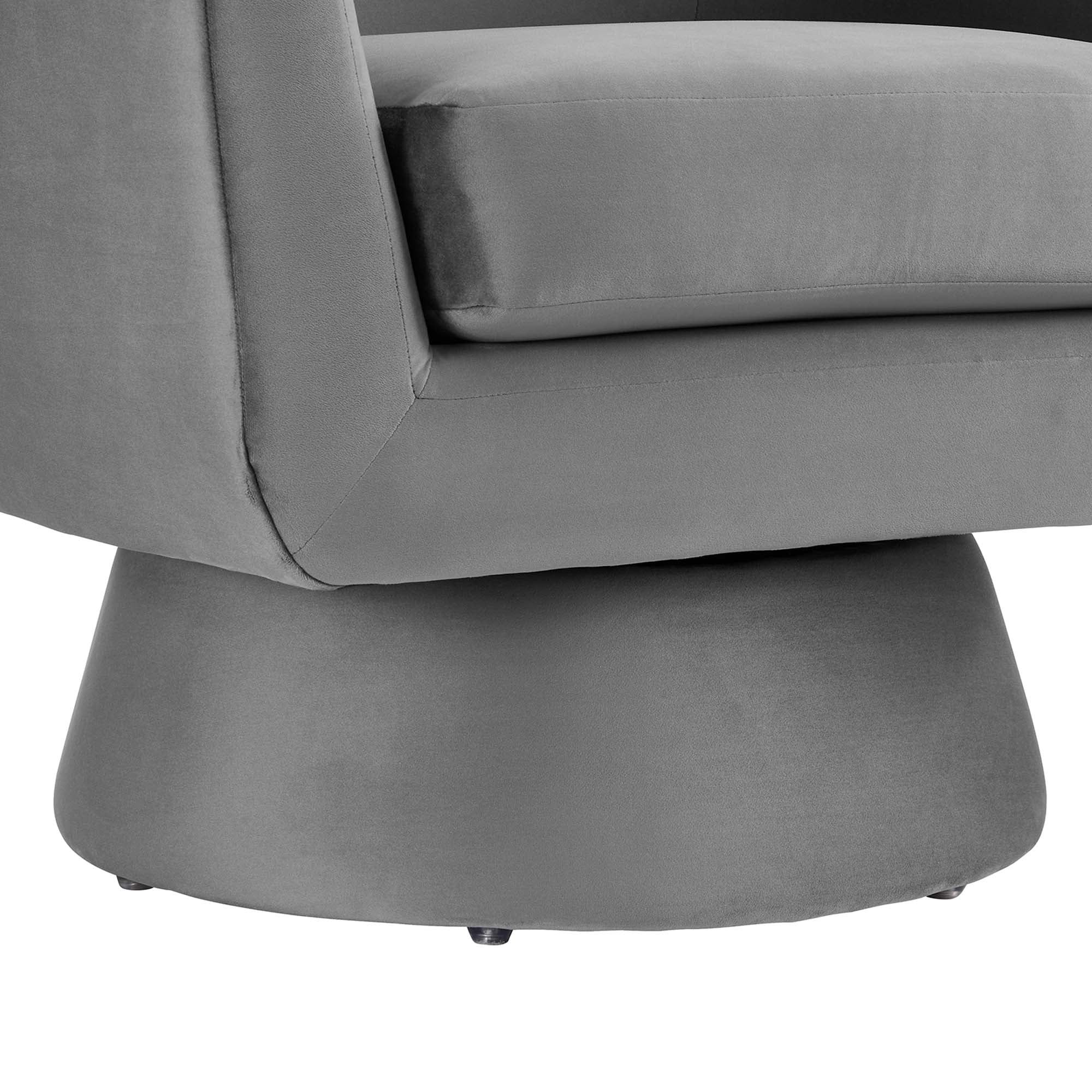 Astral Performance Velvet Fabric and Wood Swivel Chair, Gray