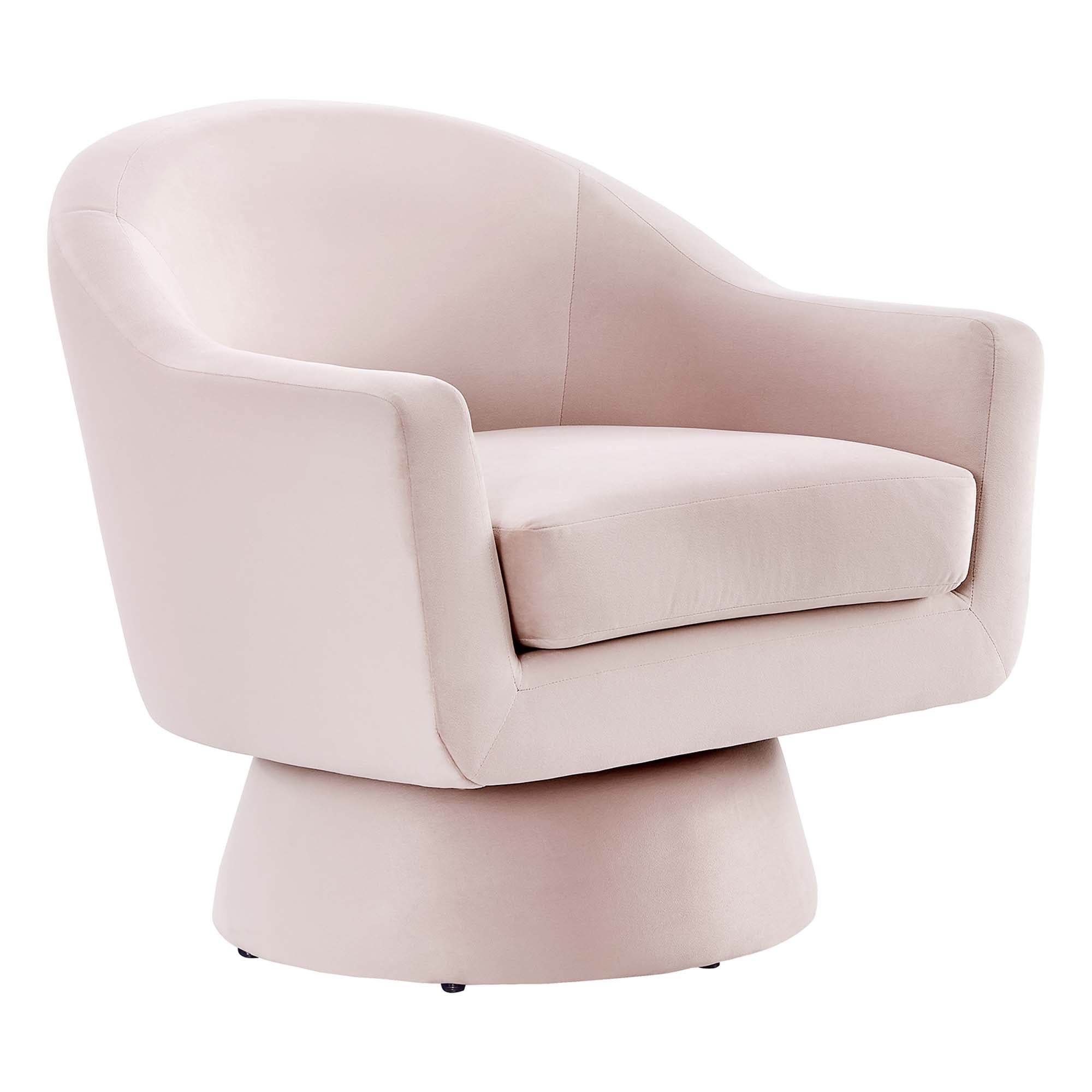 Astral Performance Velvet Fabric and Wood Swivel Chair, Pink