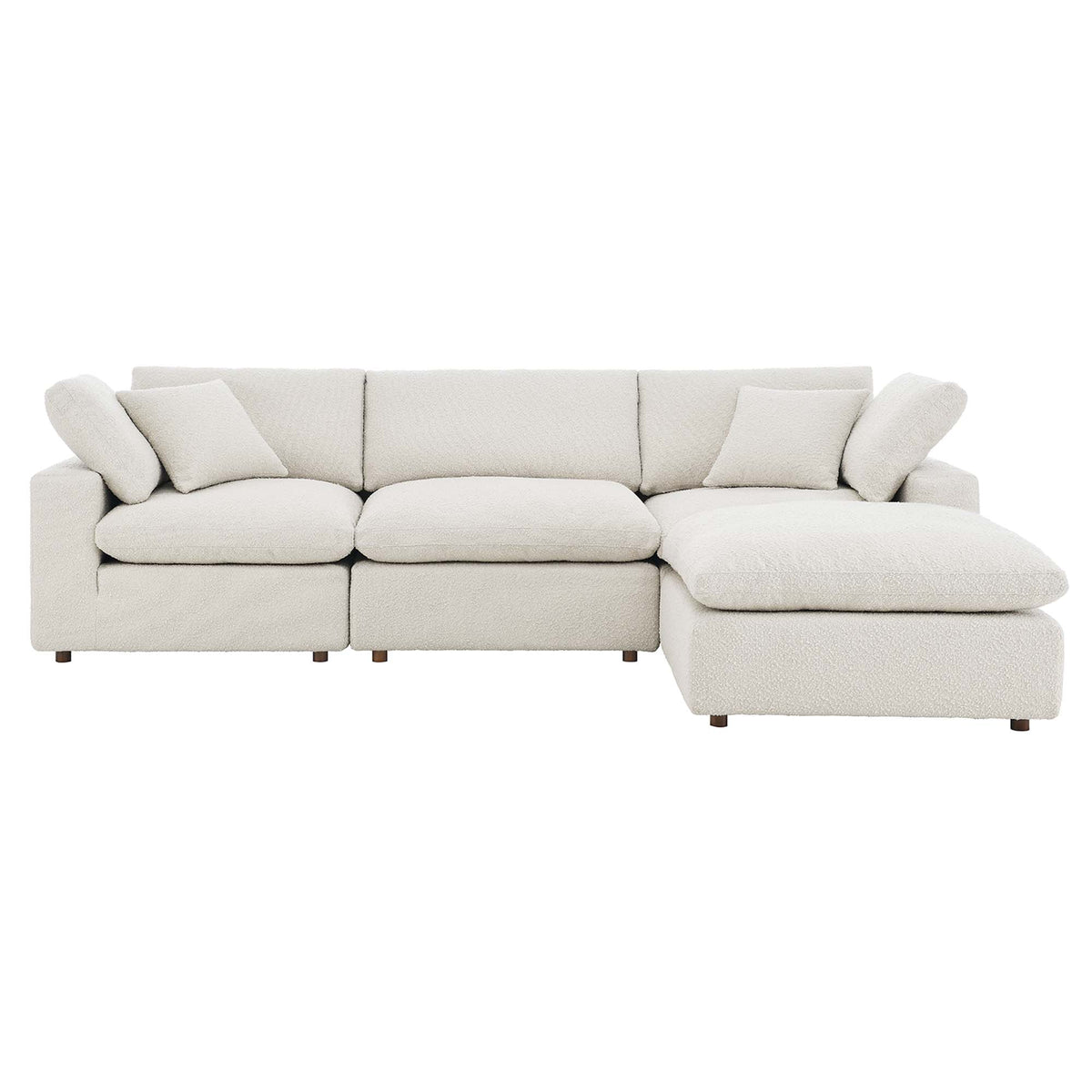 Commix 4-Piece Down Filled Overstuffed Boucle Fabric Sectional Sofa, Ivory