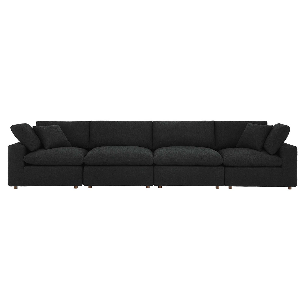 Commix Down Filled Overstuffed Boucle Fabric 4-Seater Sofa, Black