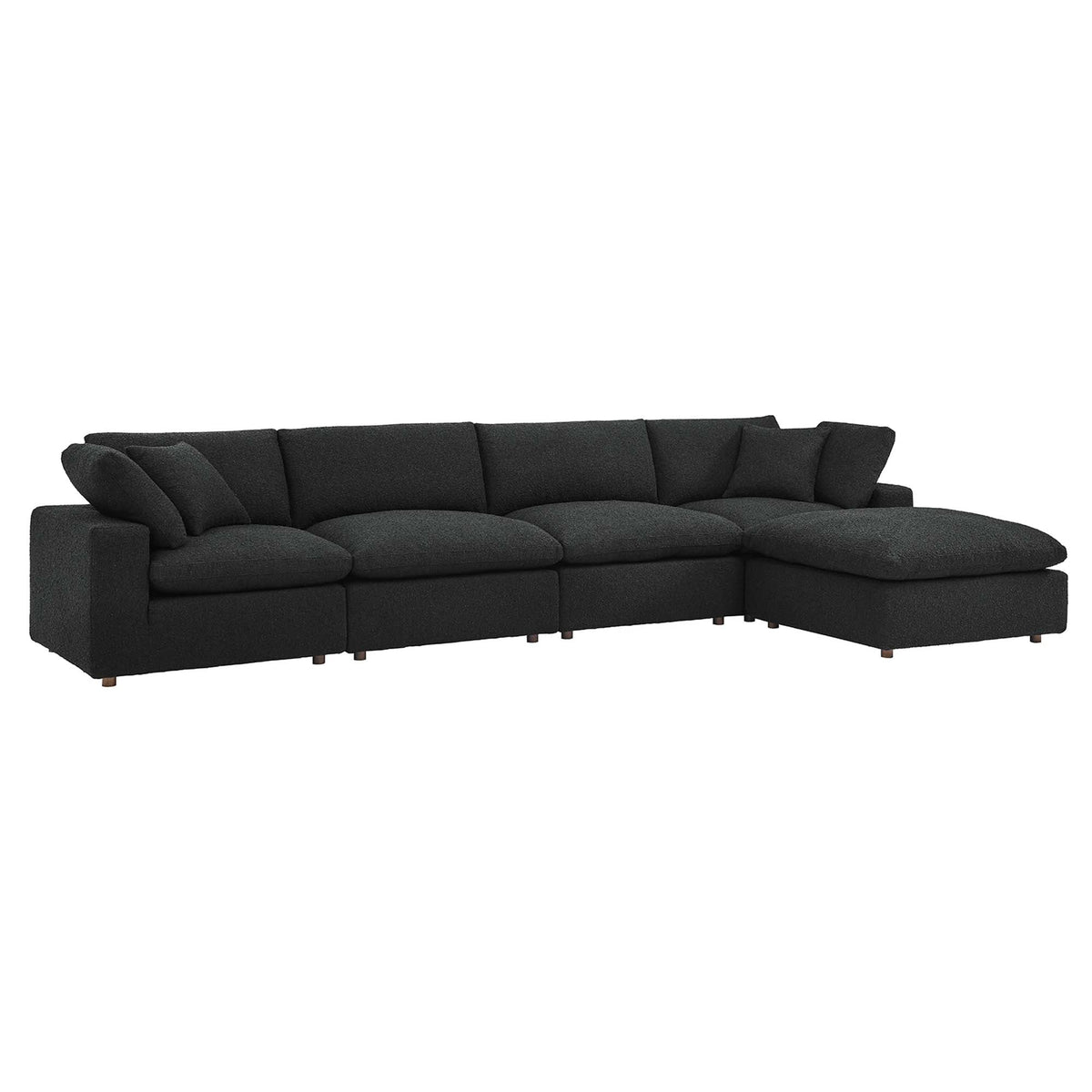 Commix 5-Piece Down Filled Overstuffed Boucle Fabric Sectional Sofa, Black - Model EEI-6365