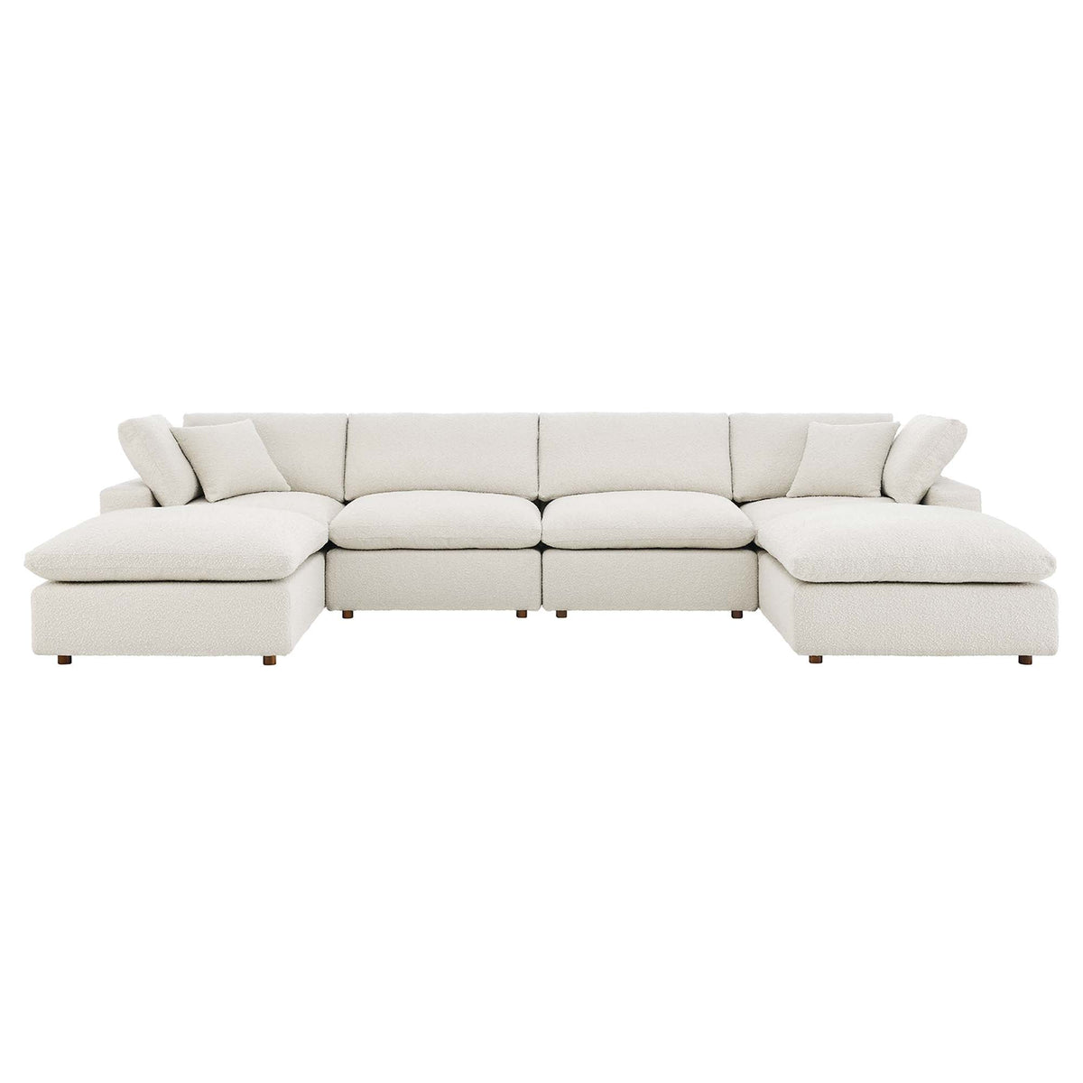Commix 6-Piece Down Filled Overstuffed Boucle Sectional Sofa, Ivory