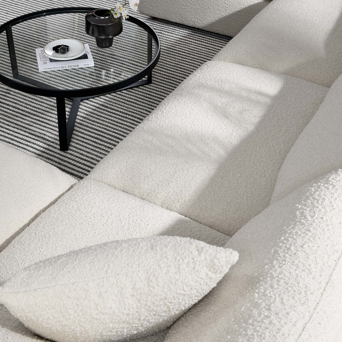 Commix 6-Piece Down Filled Overstuffed Boucle Sectional Sofa, Ivory