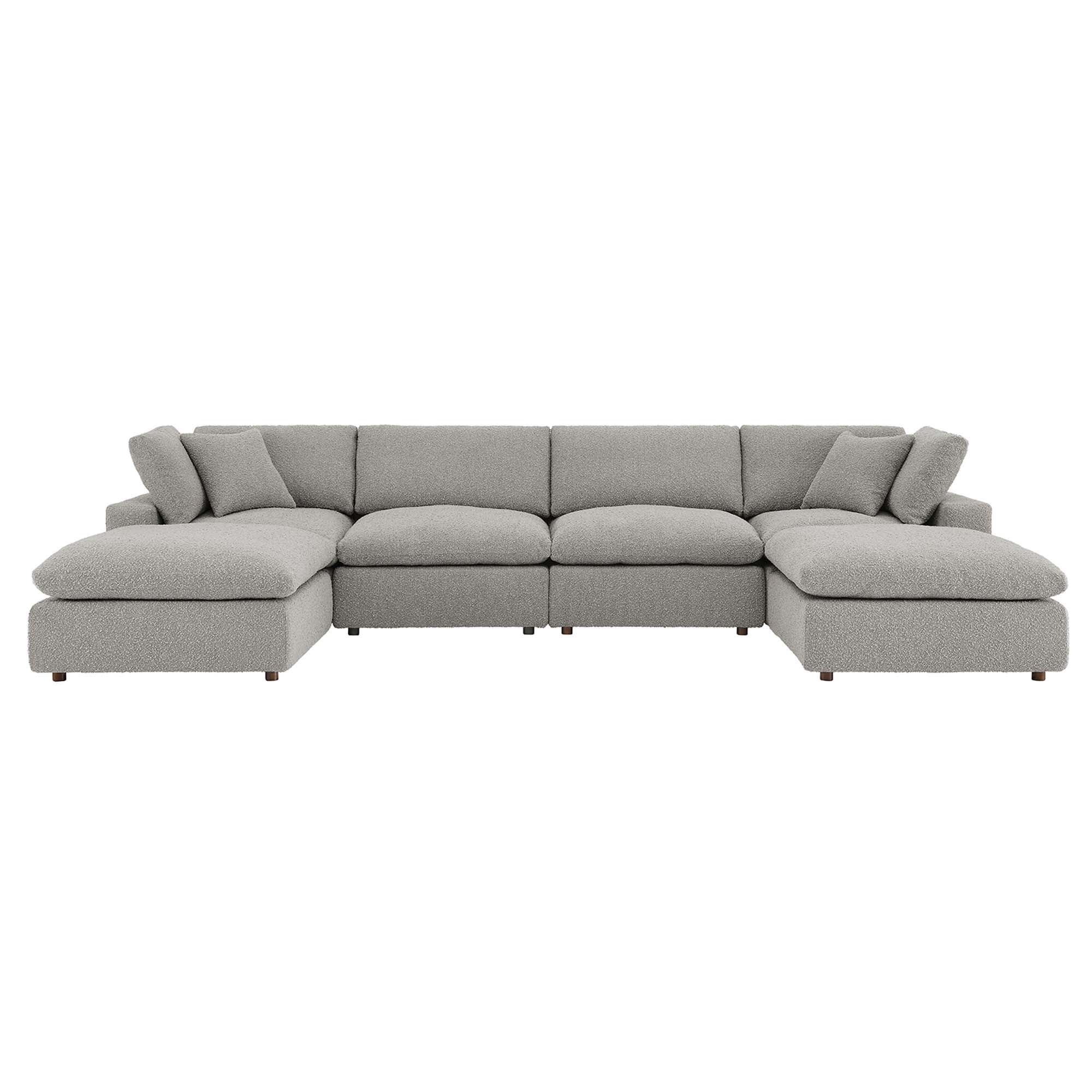 Commix 6-Piece Down Filled Overstuffed Boucle Sectional Sofa, Light Gray
