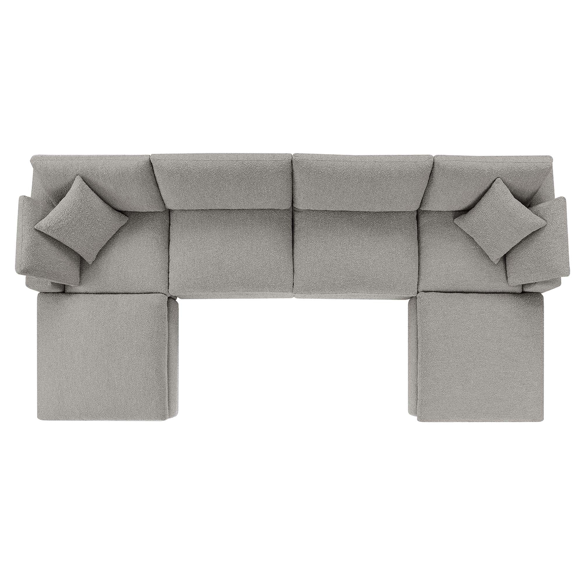 Commix 6-Piece Down Filled Overstuffed Boucle Sectional Sofa, Light Gray