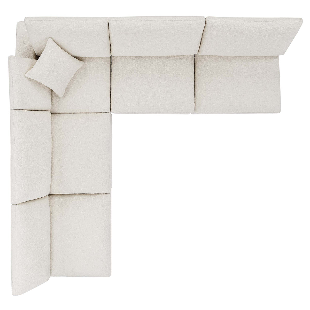Commix 5-Piece Down Filled Overstuffed Boucle Fabric Sectional Sofa, Ivory - Model EEI-6367