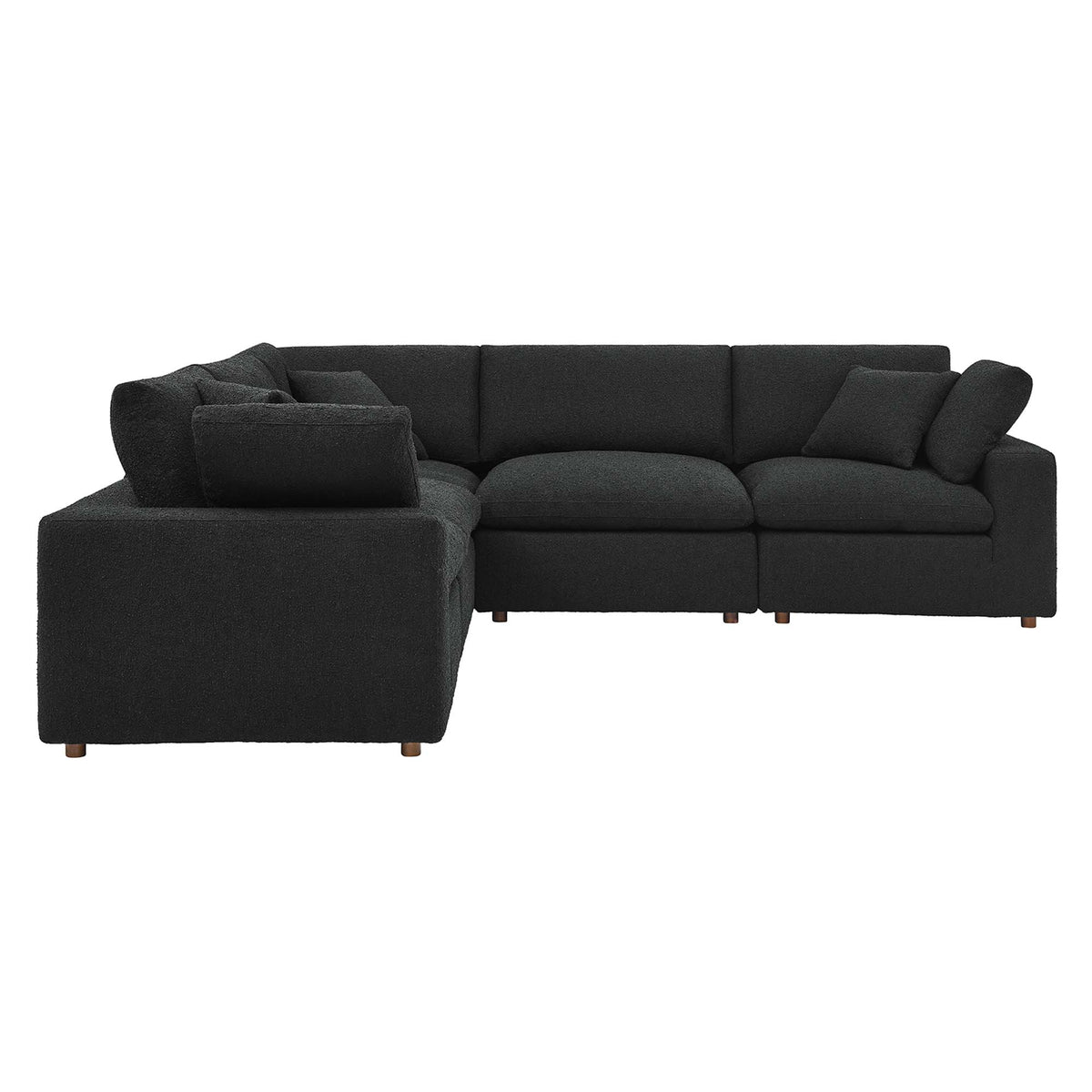 Commix 5-Piece Down Filled Overstuffed Boucle Sectional Sofa, Black