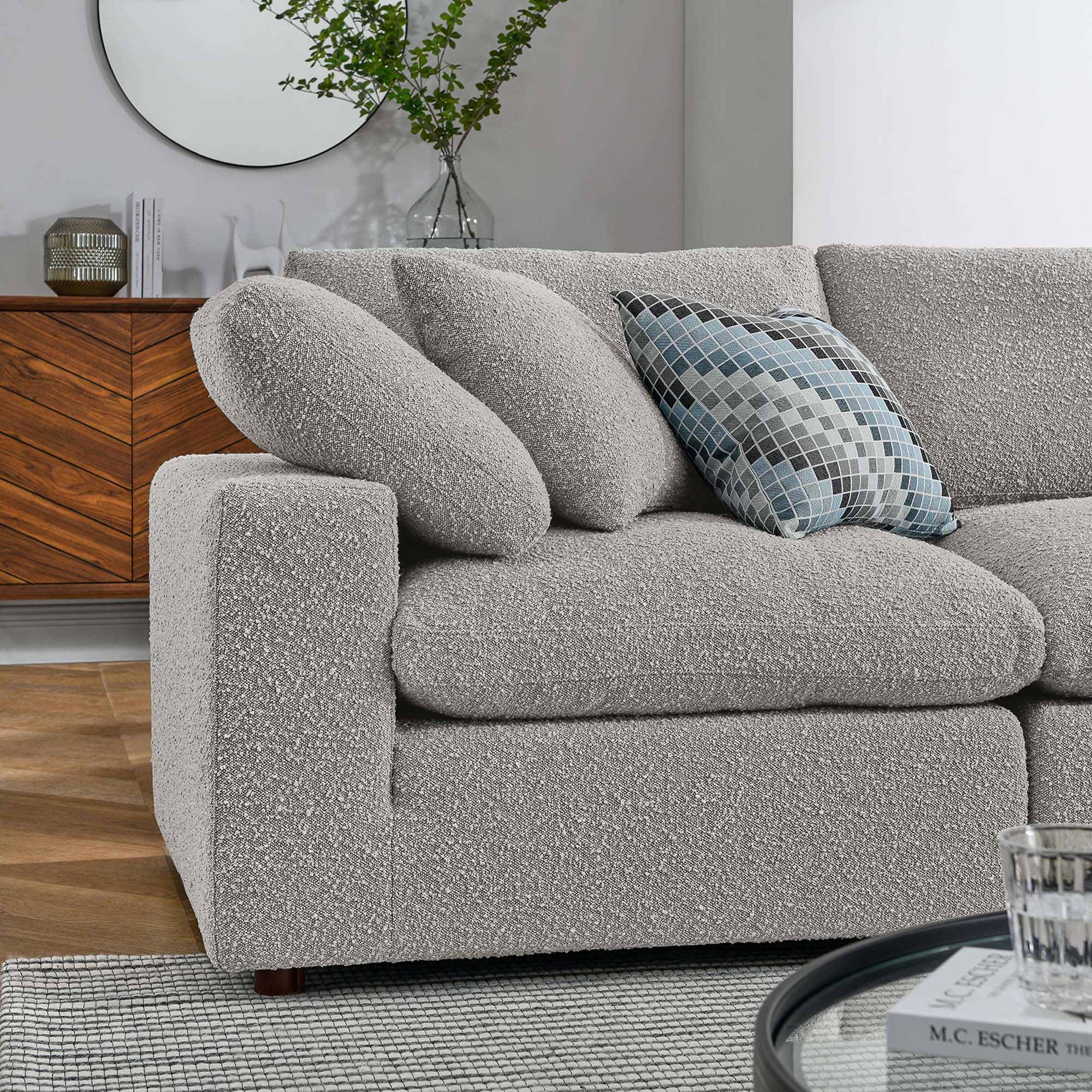 Commix 5-Piece Down Filled Overstuffed Boucle Sectional Sofa, Light Gray