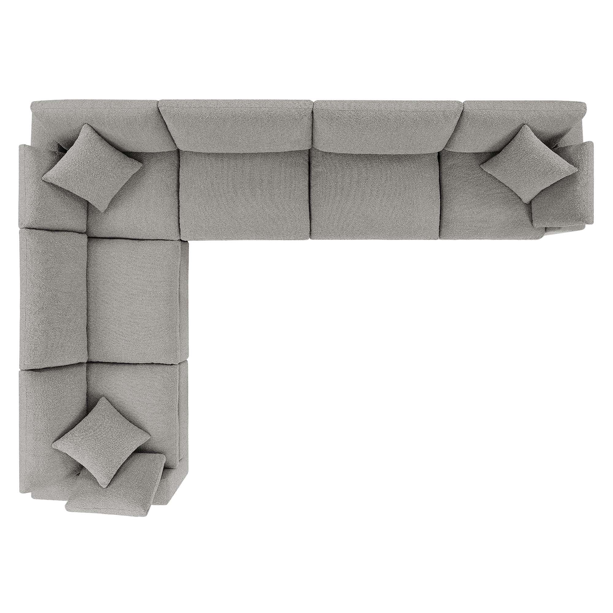 Commix 6-Piece Down Filled Overstuffed Boucle Fabric Sectional Sofa, Light Gray