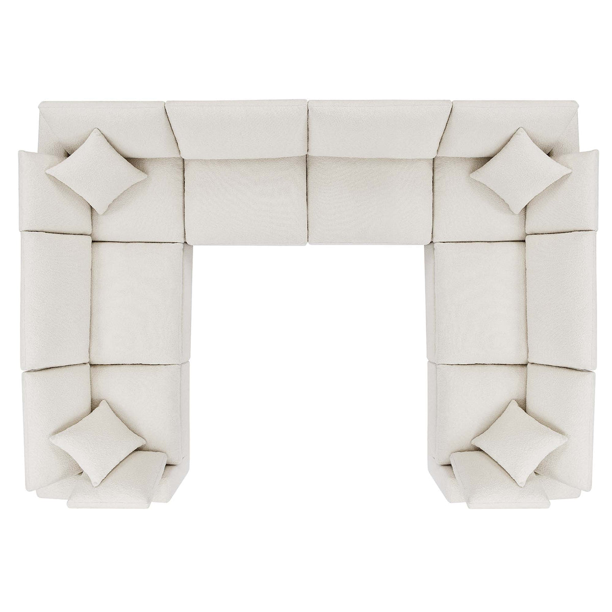 Commix 8-Piece Down Filled Overstuffed Boucle Fabric Sectional Sofa, Ivory