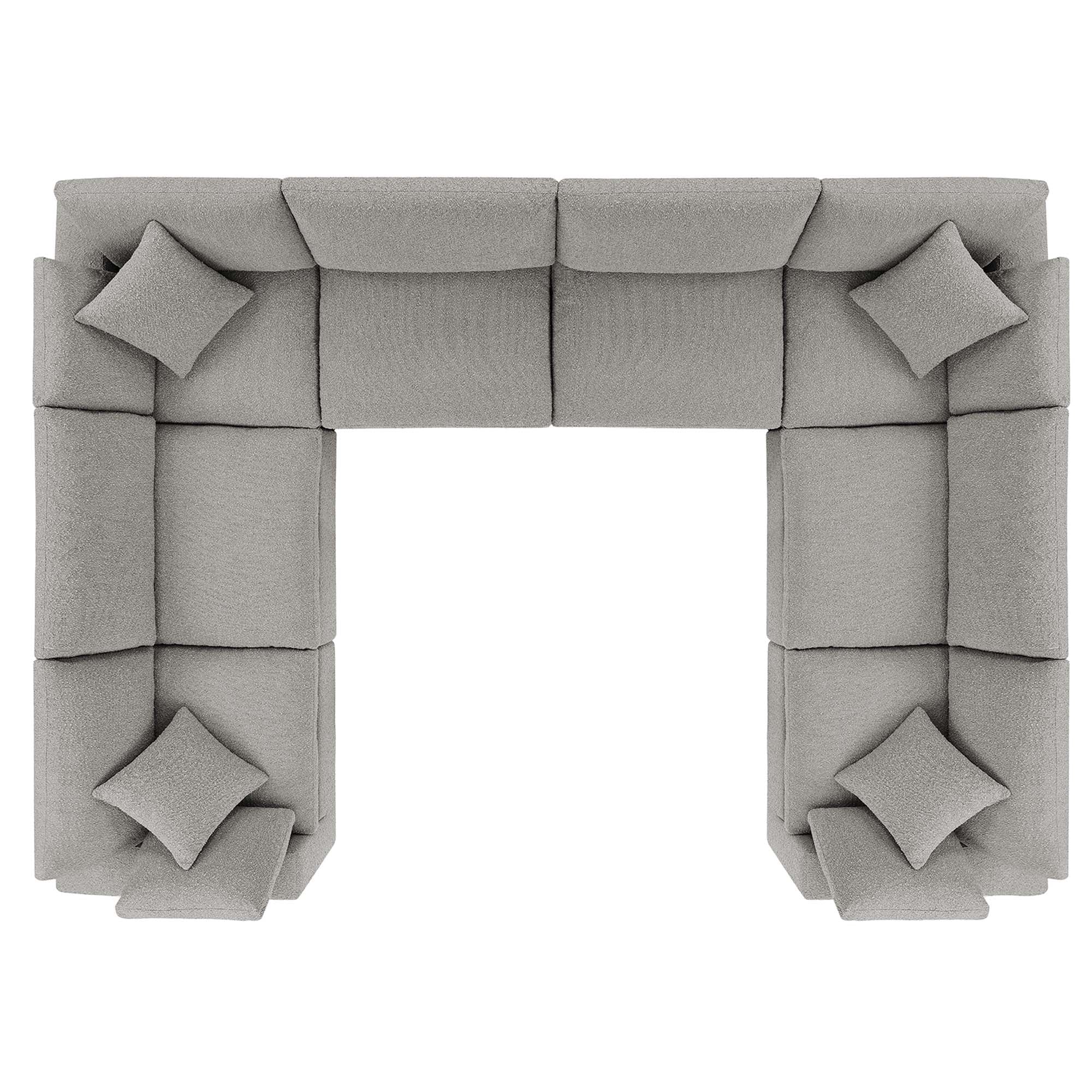 Commix 8-Piece Down Filled Overstuffed Boucle Fabric Sectional Sofa, Light Gray