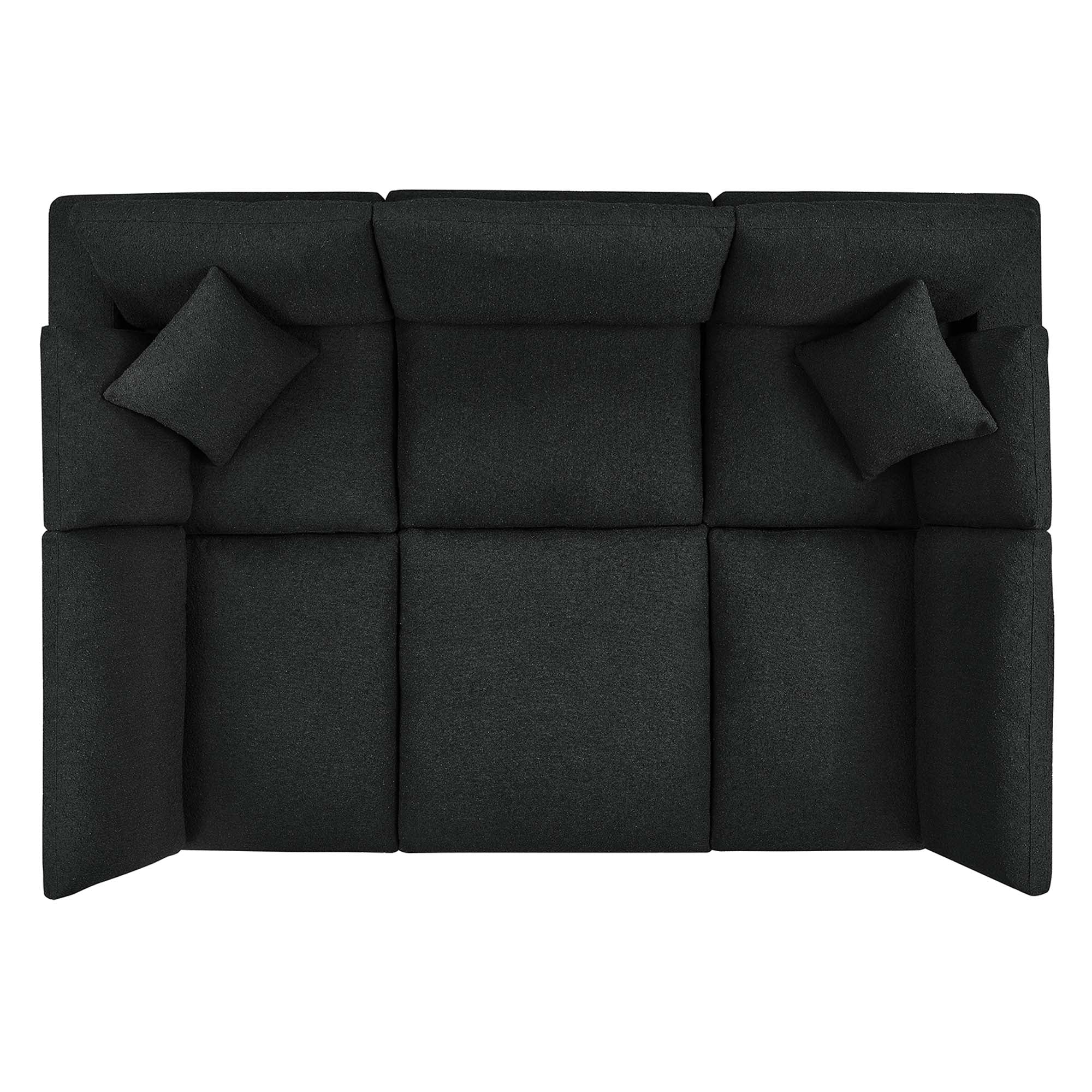 Commix 6-Piece Down Filled Overstuffed Boucle Fabric Sectional Sofa, Black