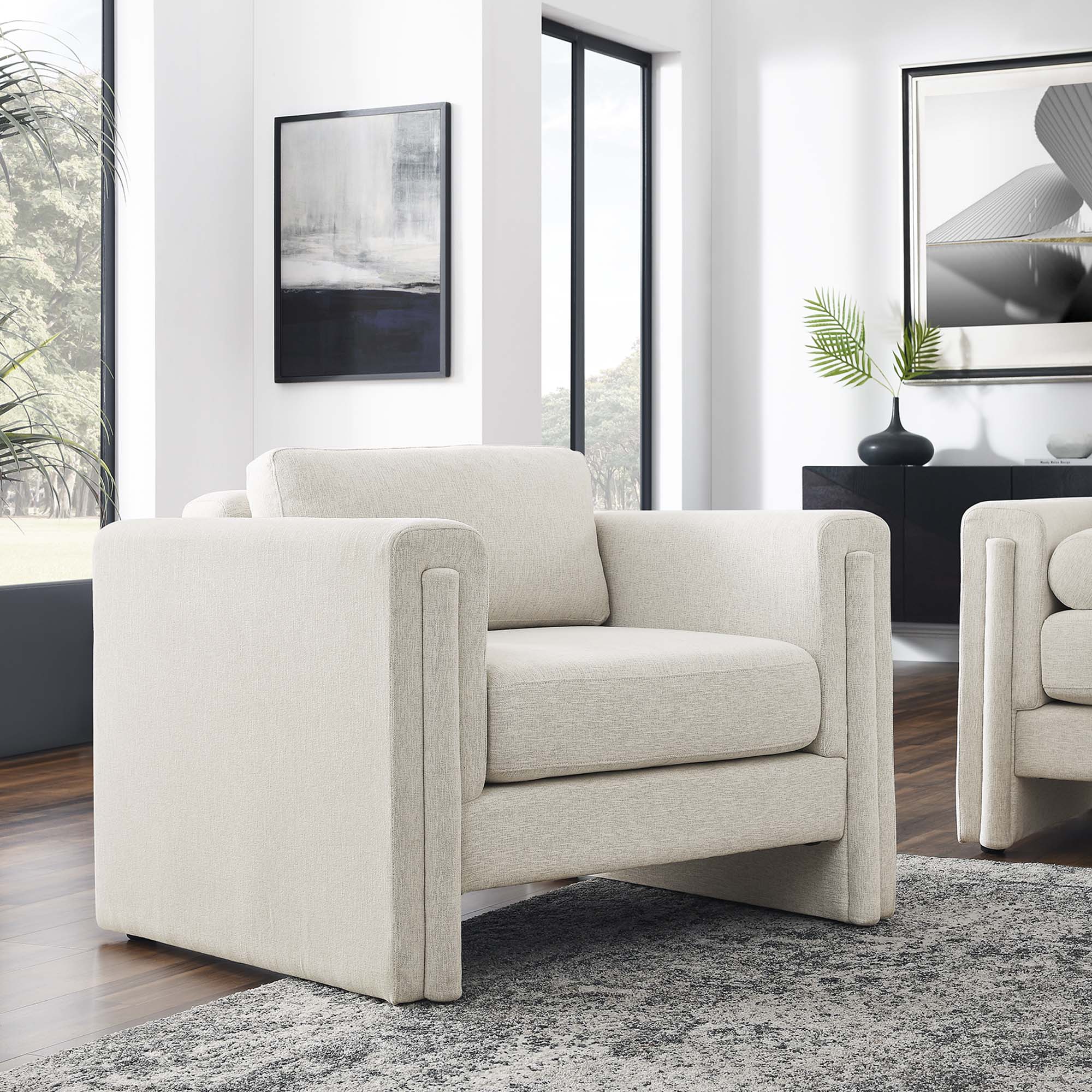 Visible Fabric Armchair, Ivory