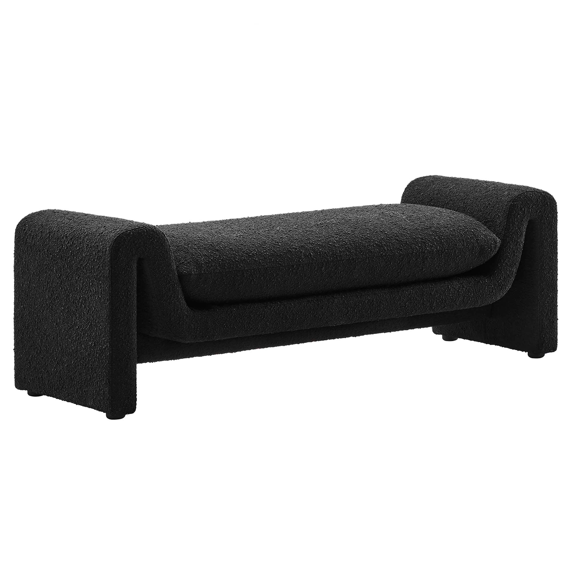 Waverly Boucle Fabric Bench, Black