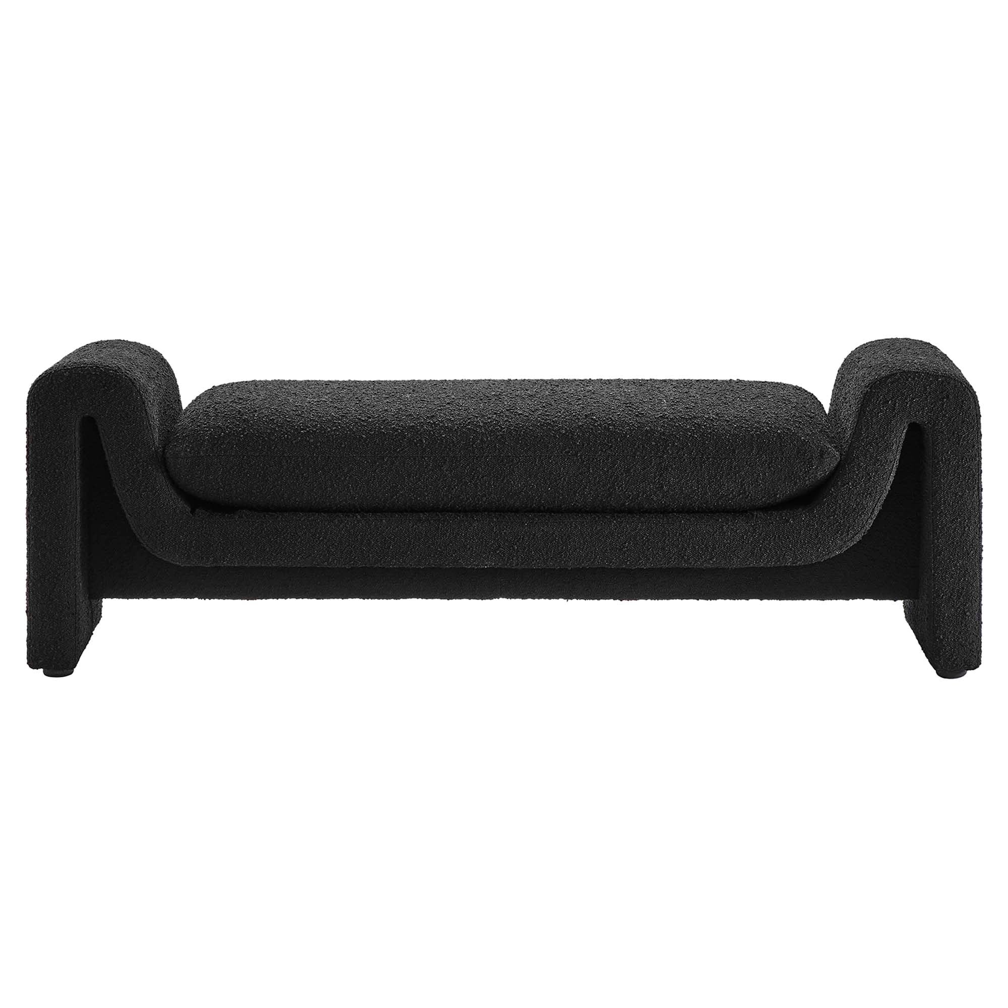 Waverly Boucle Fabric Bench, Black