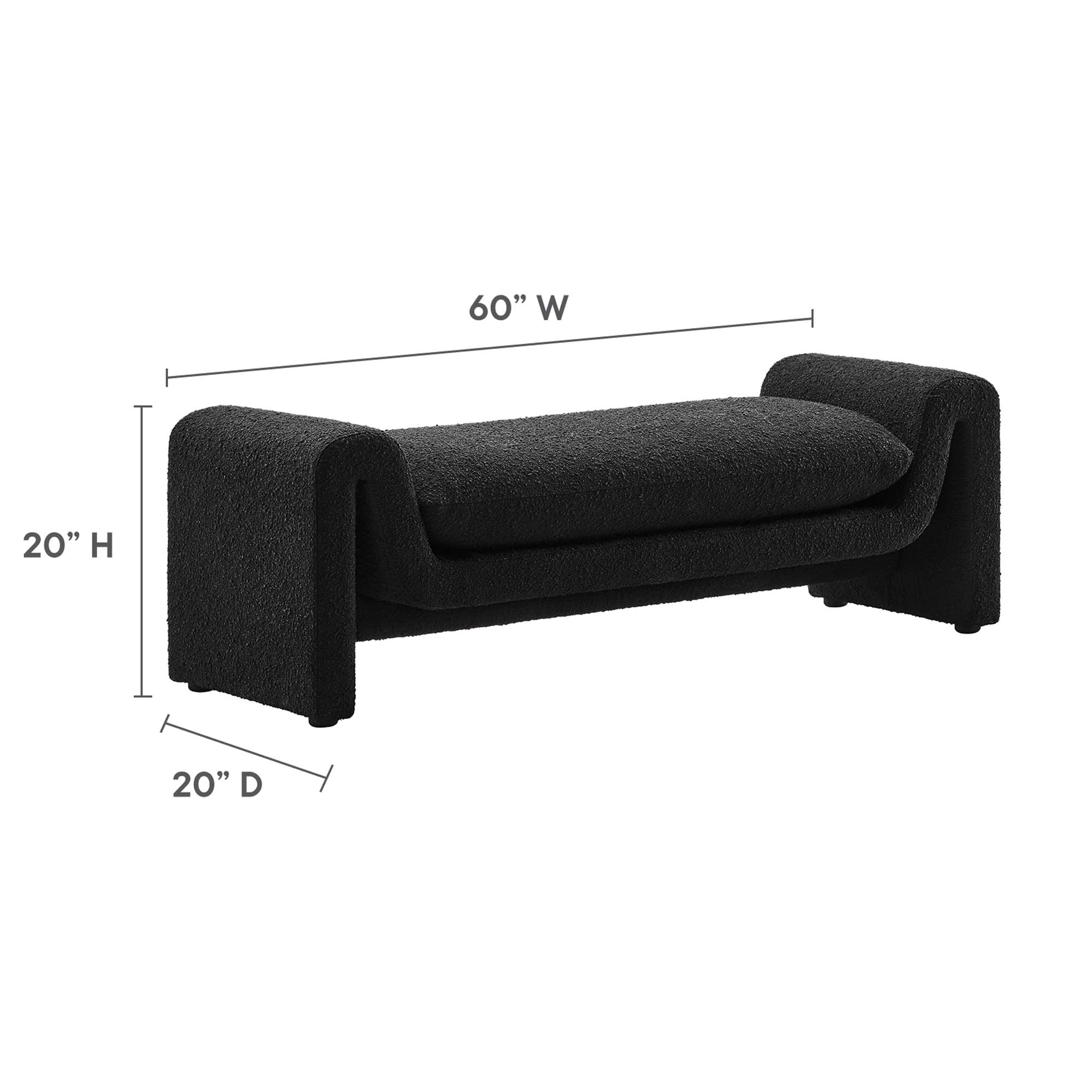 Waverly Boucle Fabric Bench, Black